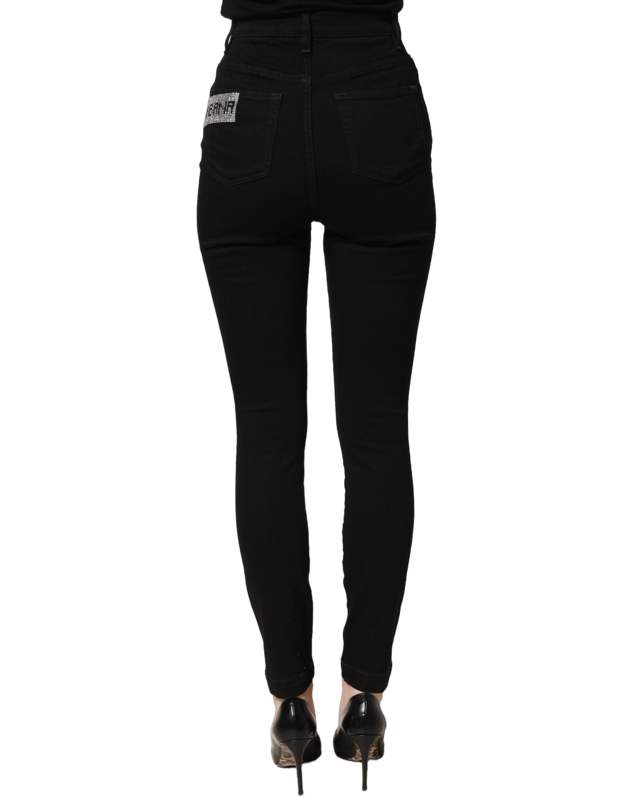 Dolce & Gabbana Schwarze Grace Jeans mit Strasssteinen und hoher Taille-5