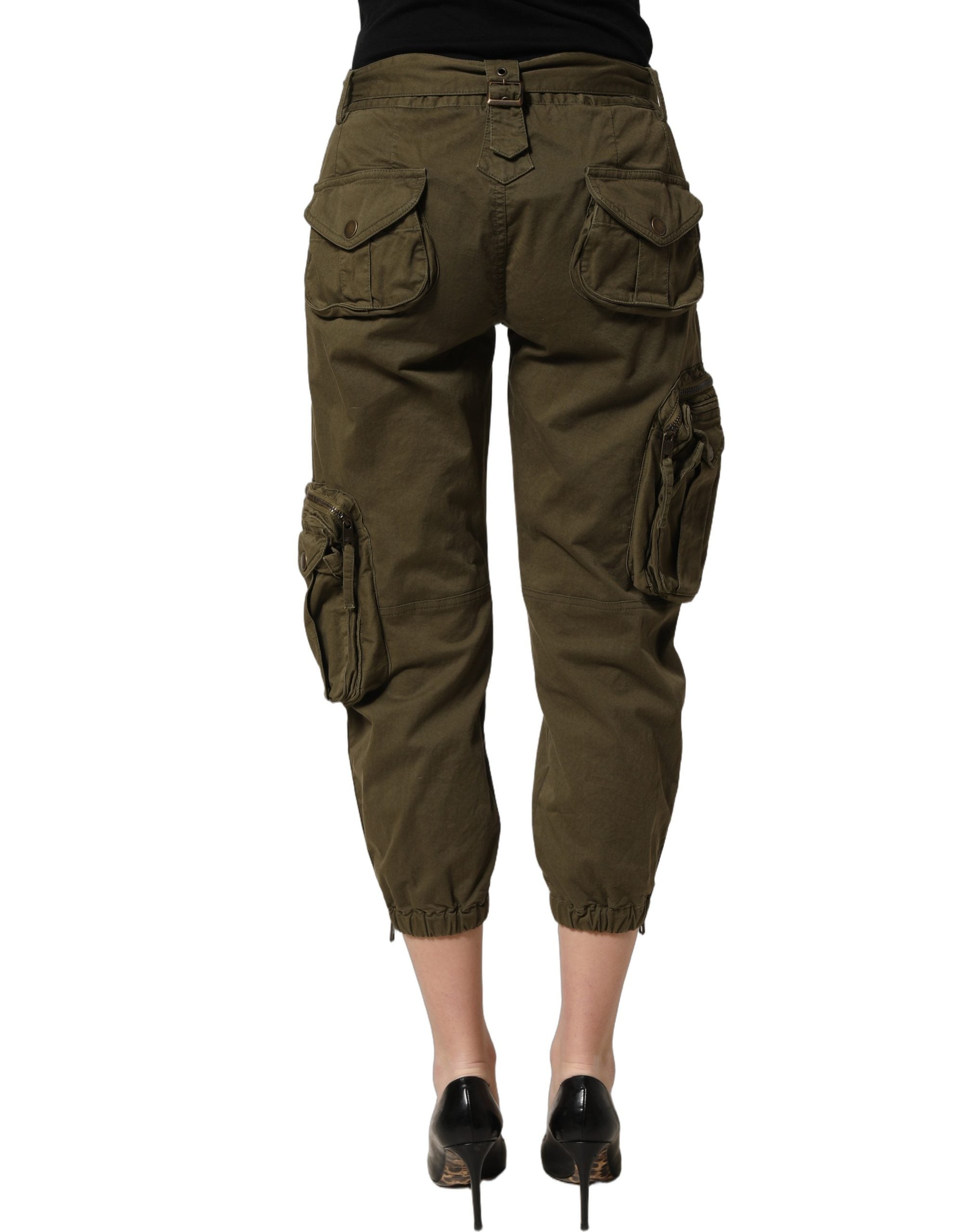 Dolce & Gabbana Olive Green High Waist Cargo Trouser Pants-1
