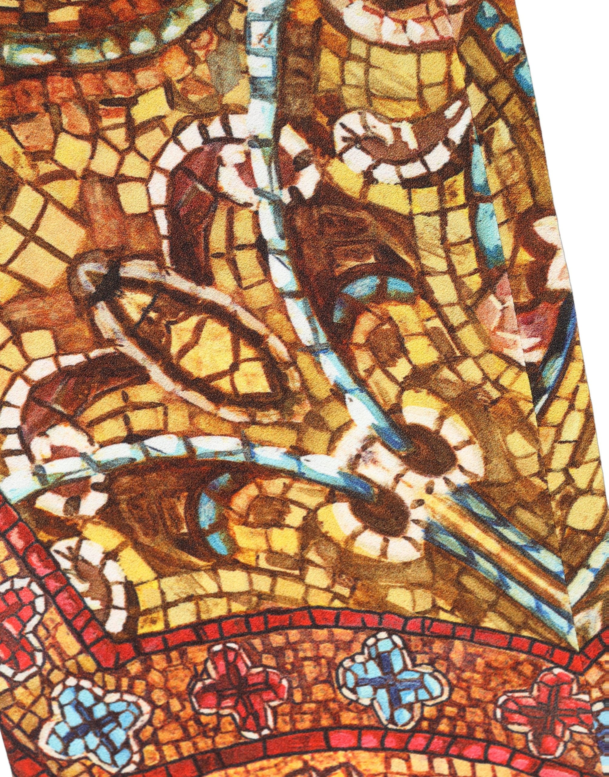 Dolce & Gabbana Gekürzte Hose aus Krepp mit mehrfarbigem Mosaik-Print-1