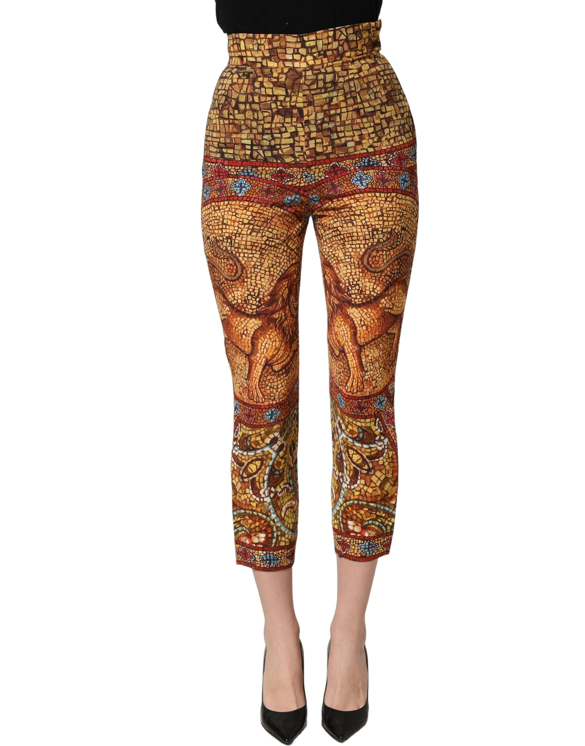 Dolce & Gabbana Gekürzte Hose aus Krepp mit mehrfarbigem Mosaik-Print-3