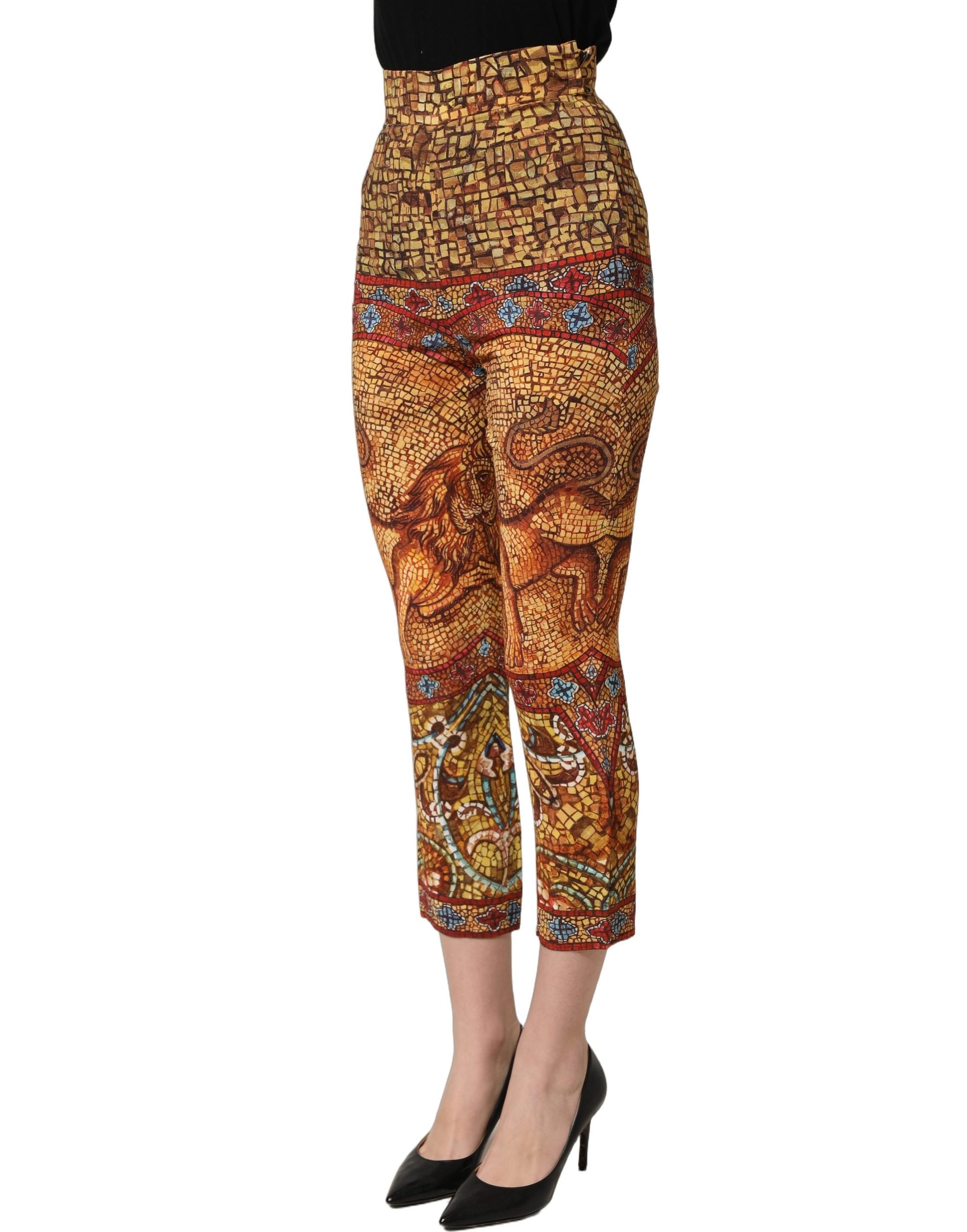Dolce & Gabbana Gekürzte Hose aus Krepp mit mehrfarbigem Mosaik-Print-4