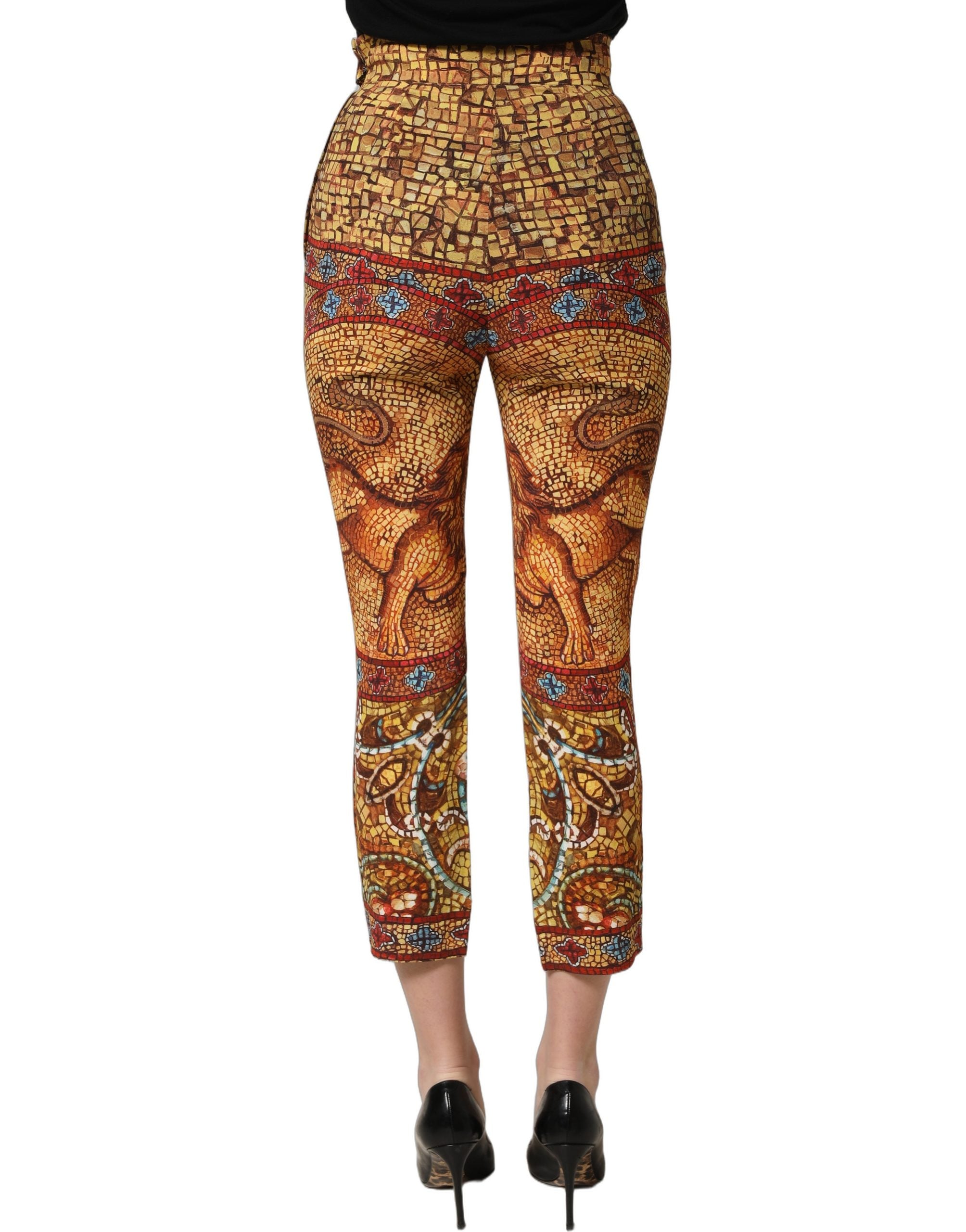 Dolce & Gabbana Gekürzte Hose aus Krepp mit mehrfarbigem Mosaik-Print-5