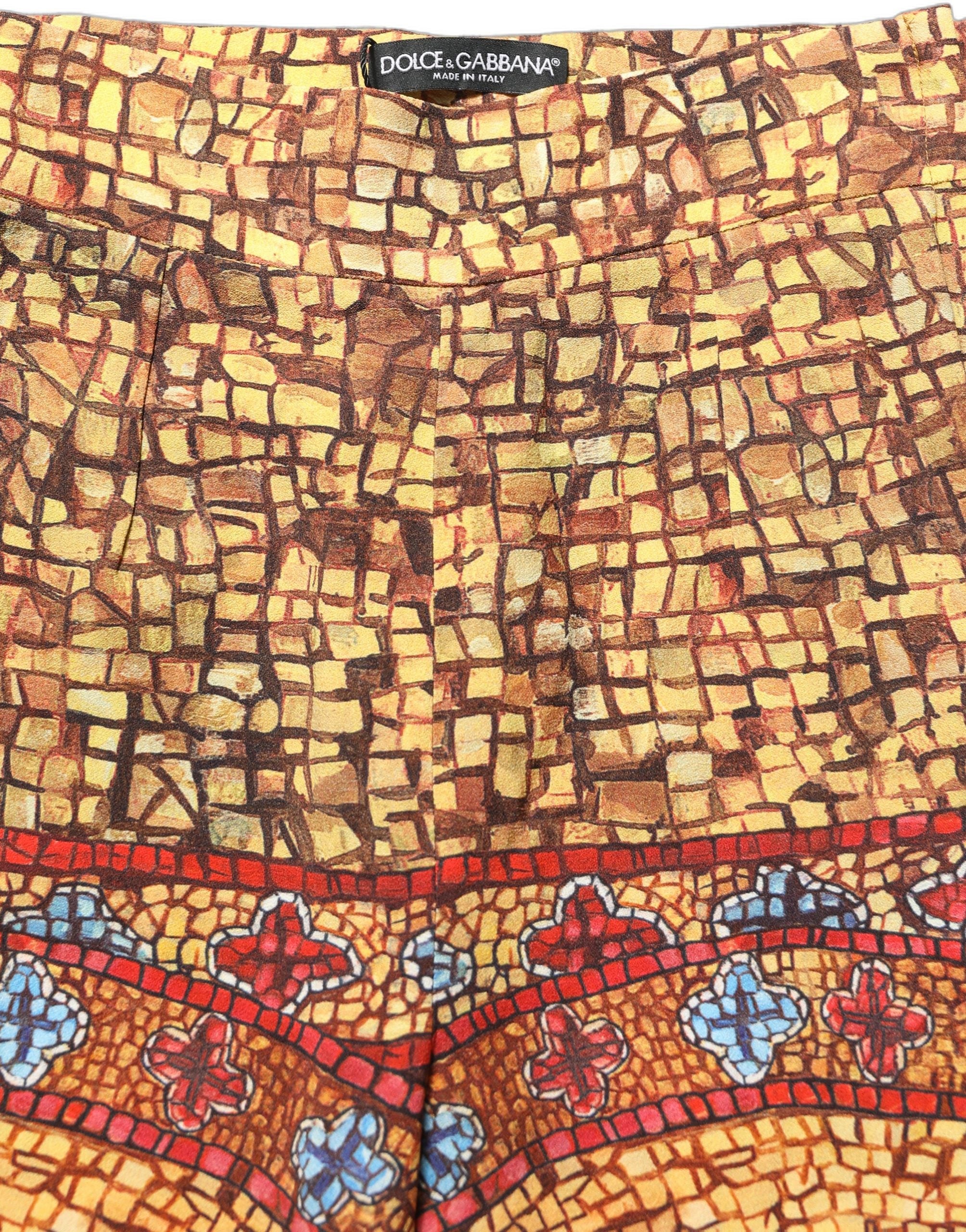 Dolce & Gabbana Gekürzte Hose aus Krepp mit mehrfarbigem Mosaik-Print-6