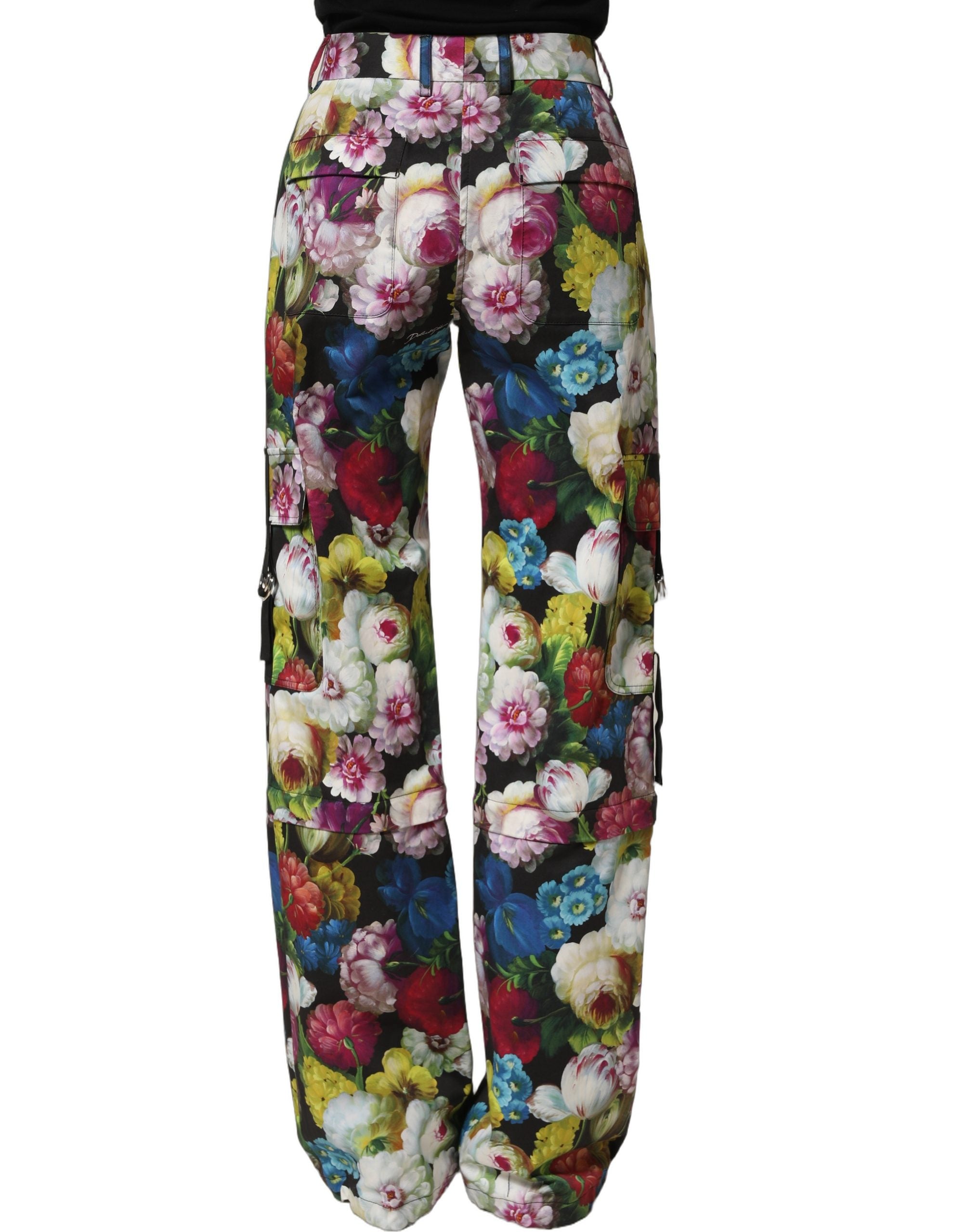 Dolce & Gabbana Mehrfarbige Blumenhose mit hoher Taille und weitem Bein-5