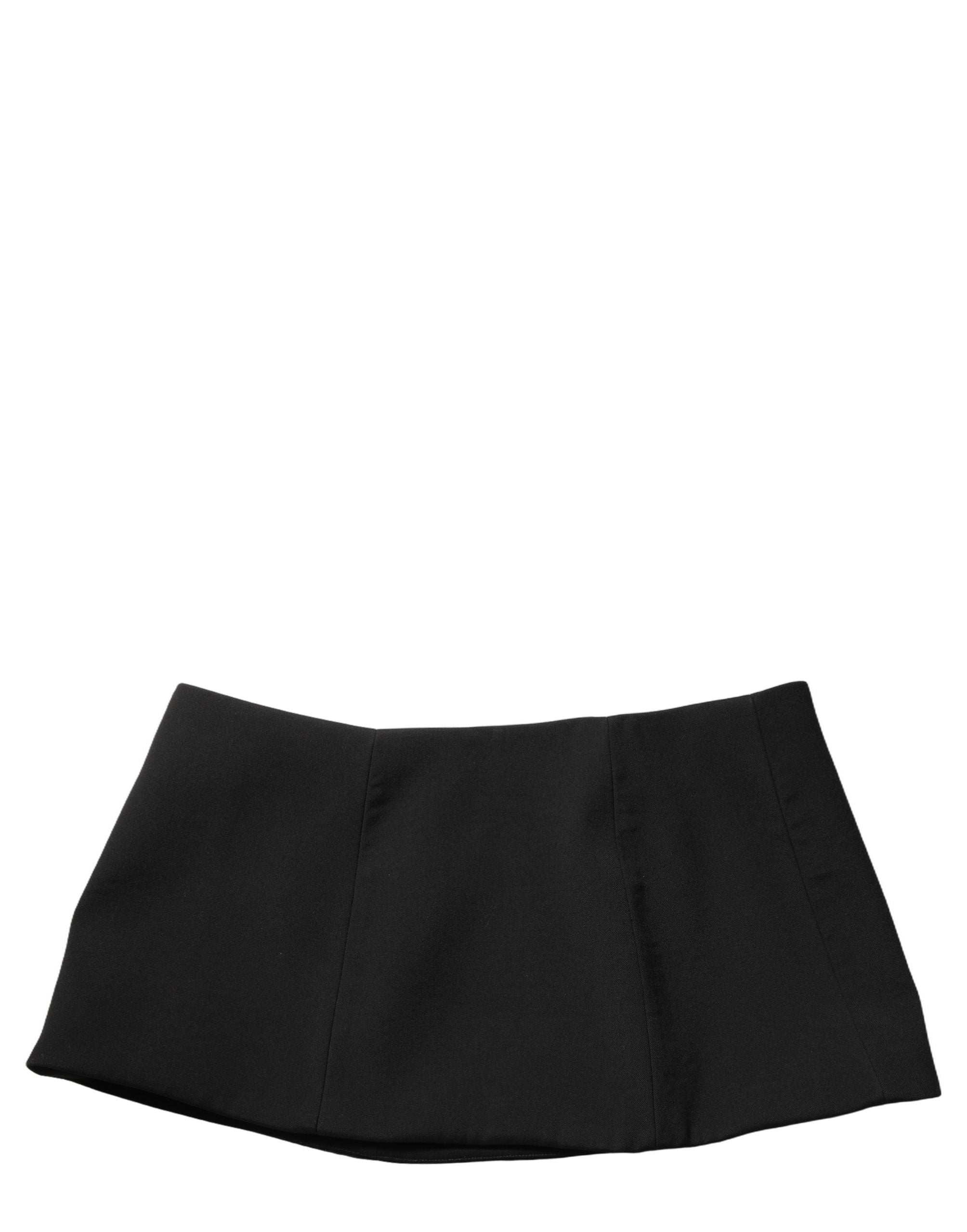 Dolce & Gabbana Schwarzer Wollrock in A-Linie, tief sitzend, Mini-1