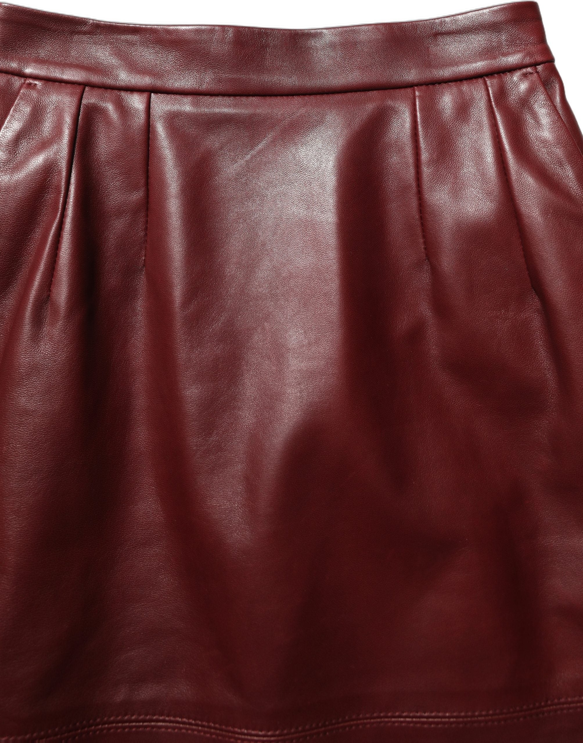Dolce & Gabbana Bleistift-Midi-Rock aus burgunderfarbenem Leder mit hoher Taille-5