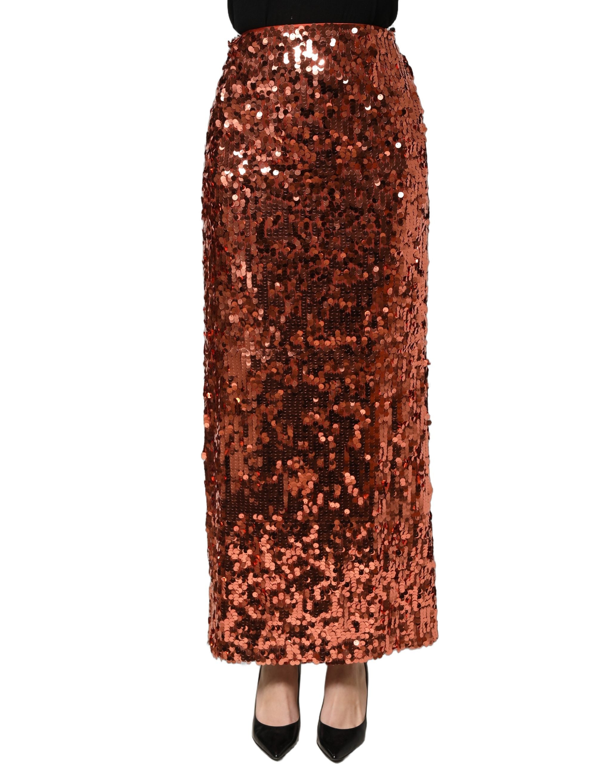 Dolce & Gabbana Bleistiftrock aus Bronze-Pailletten mit hoher Taille und Midi-Länge-5