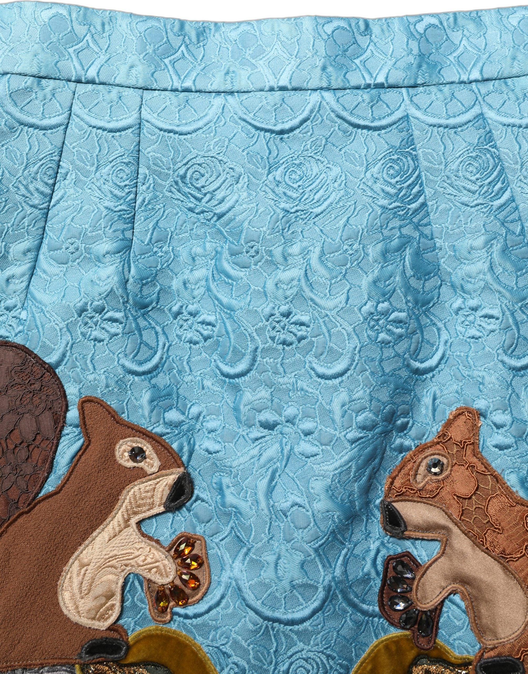 Dolce & Gabbana Blauer Jacquard-Rock mit Stickerei in A-Linie-6