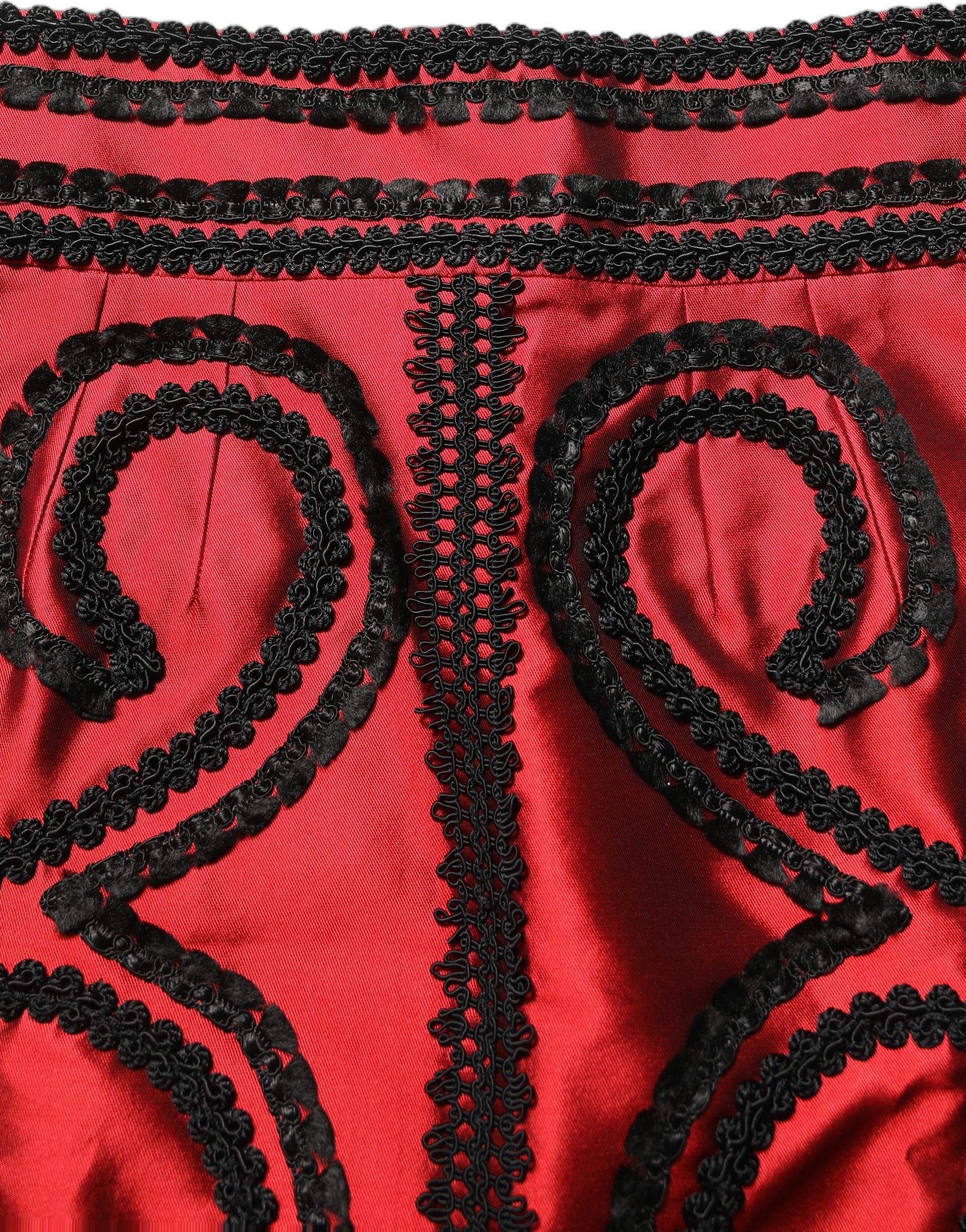 Dolce & Gabbana Roter Soutache-Stickerei A-Linien-Minirock-1