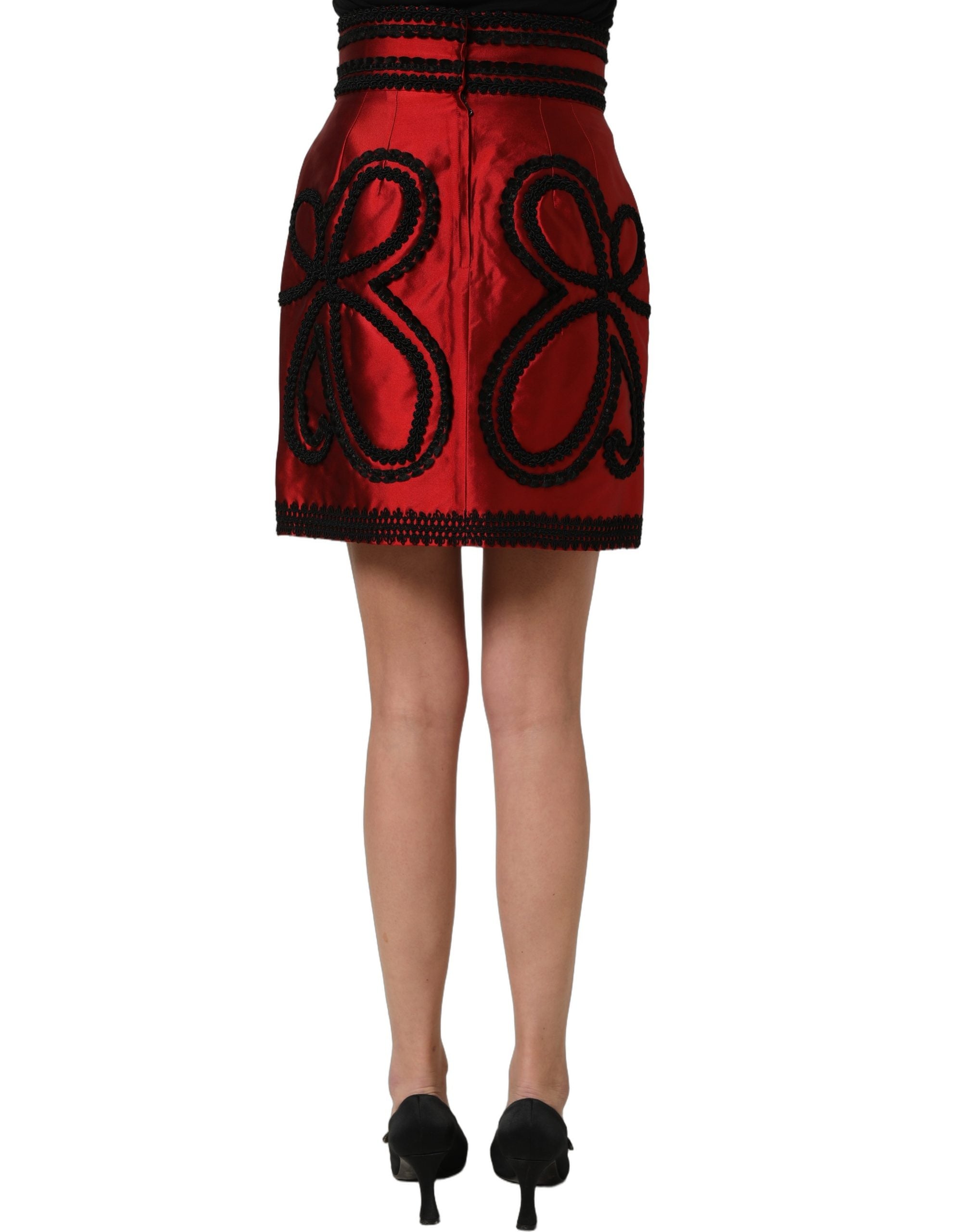 Dolce & Gabbana Roter Soutache-Stickerei A-Linien-Minirock-5
