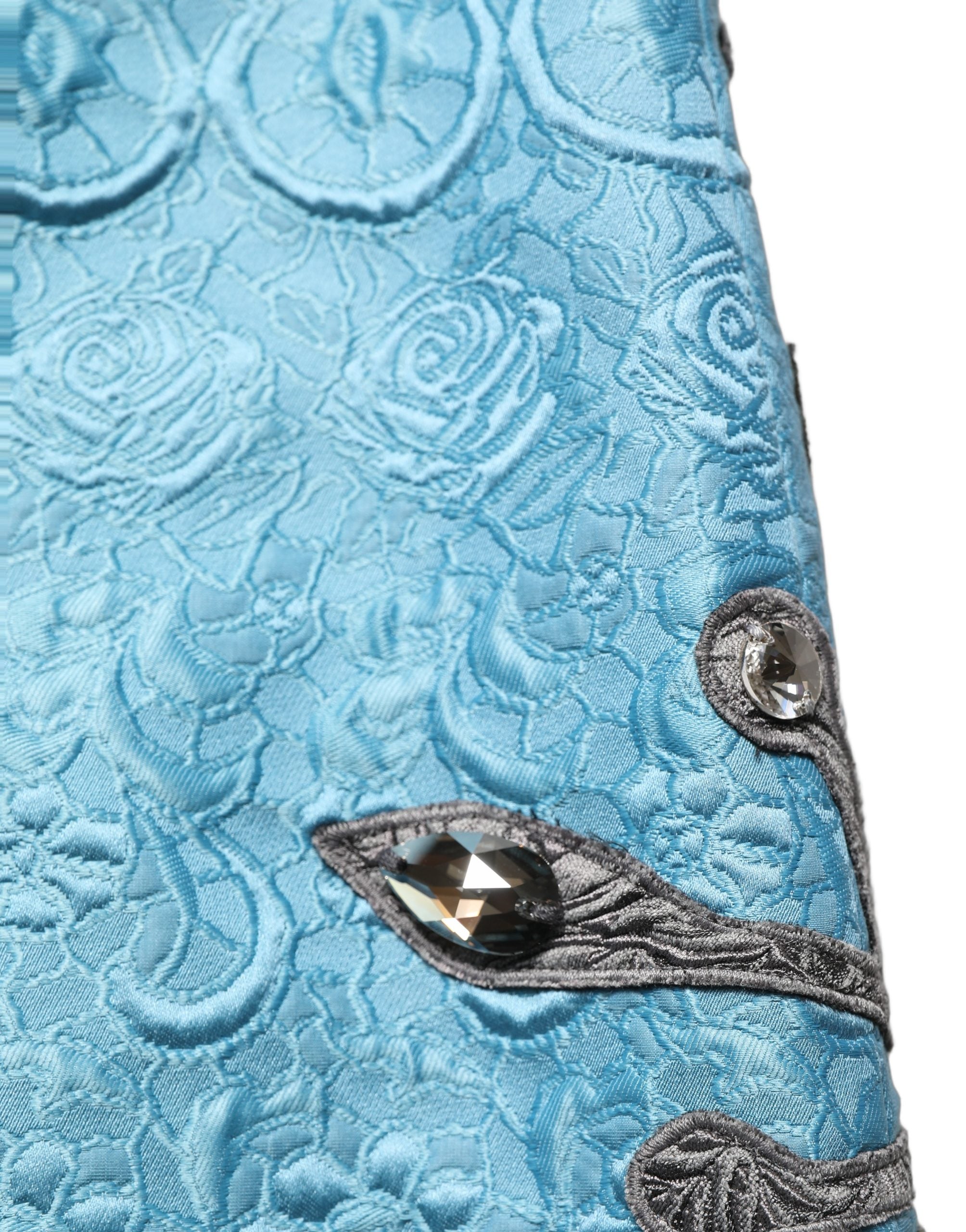Dolce & Gabbana Blaue Jacquard-Midi-Rock mit Stickerei in A-Linie-1