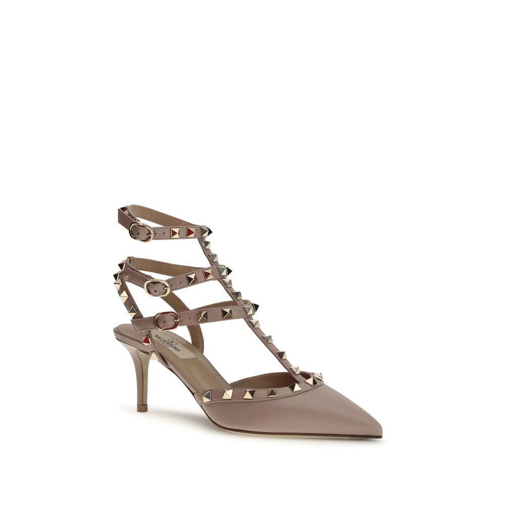 Valentino Garavani Beige Calf Leather Bos Taurus Mid Heel Pumps-2