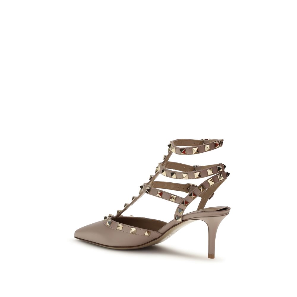 Valentino Garavani Beige Calf Leather Bos Taurus Mid Heel Pumps-3