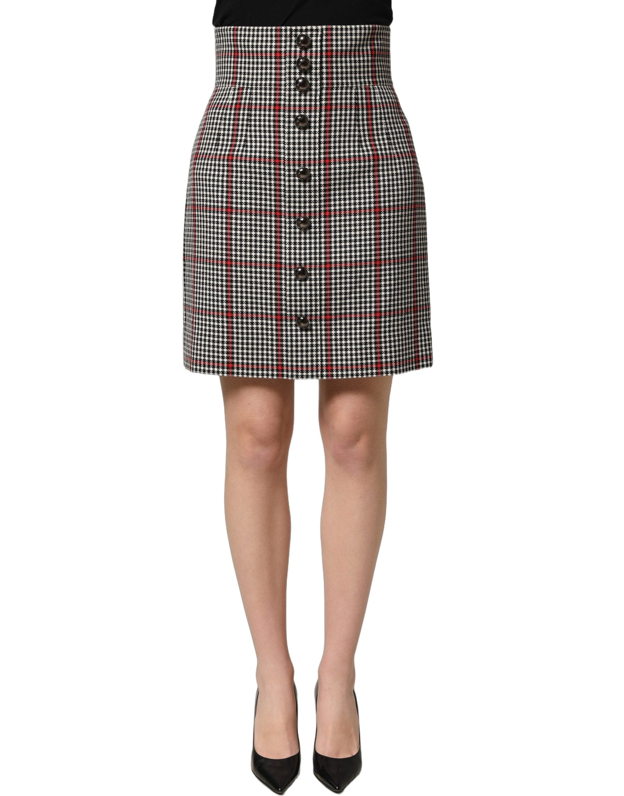 Dolce & Gabbana Grauer Karree-Minirock mit hoher Taille im A-Linien-Schnitt-3