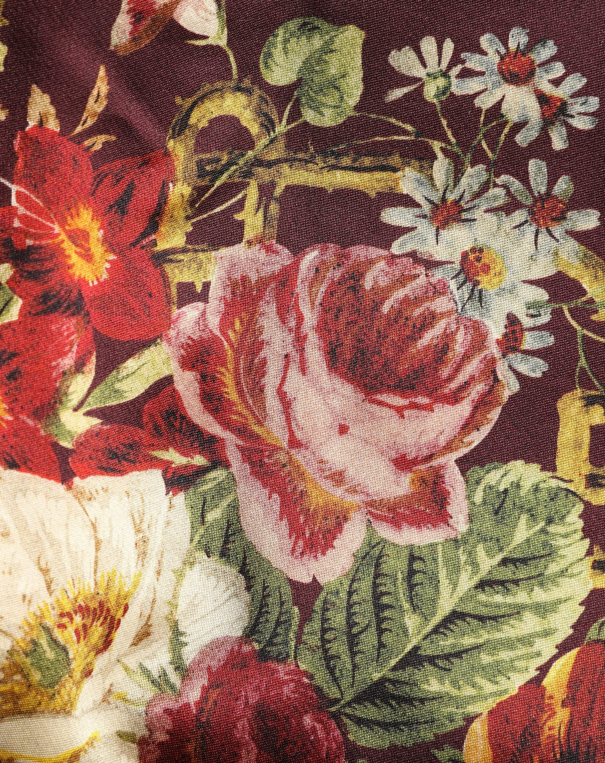 Dolce & Gabbana Minirock mit hoher Taille und A-Linie in Burgunderrot mit Blumenmuster-1