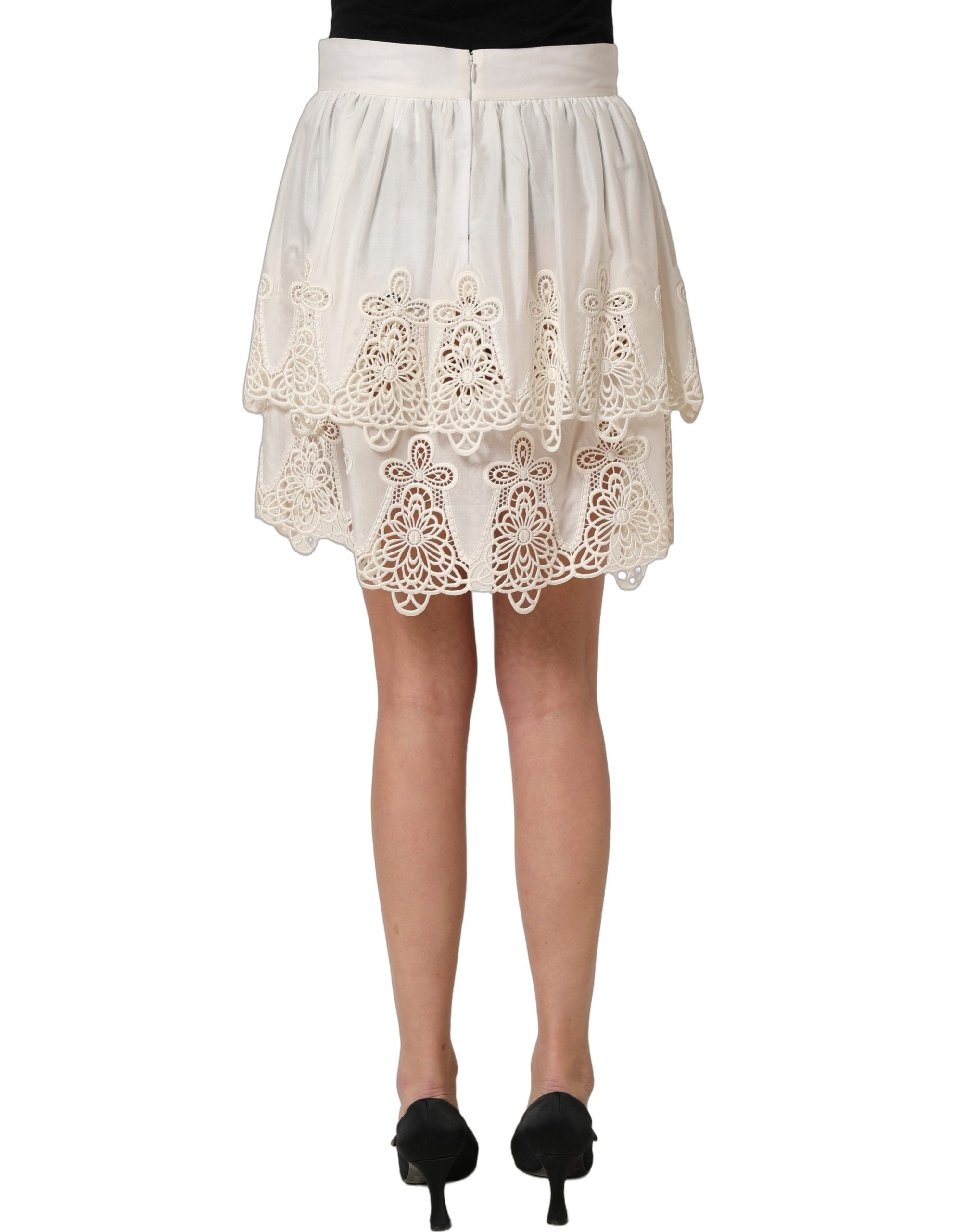 Dolce & Gabbana Weißrock mit Blumenstickerei, A-Linie, Mini-5