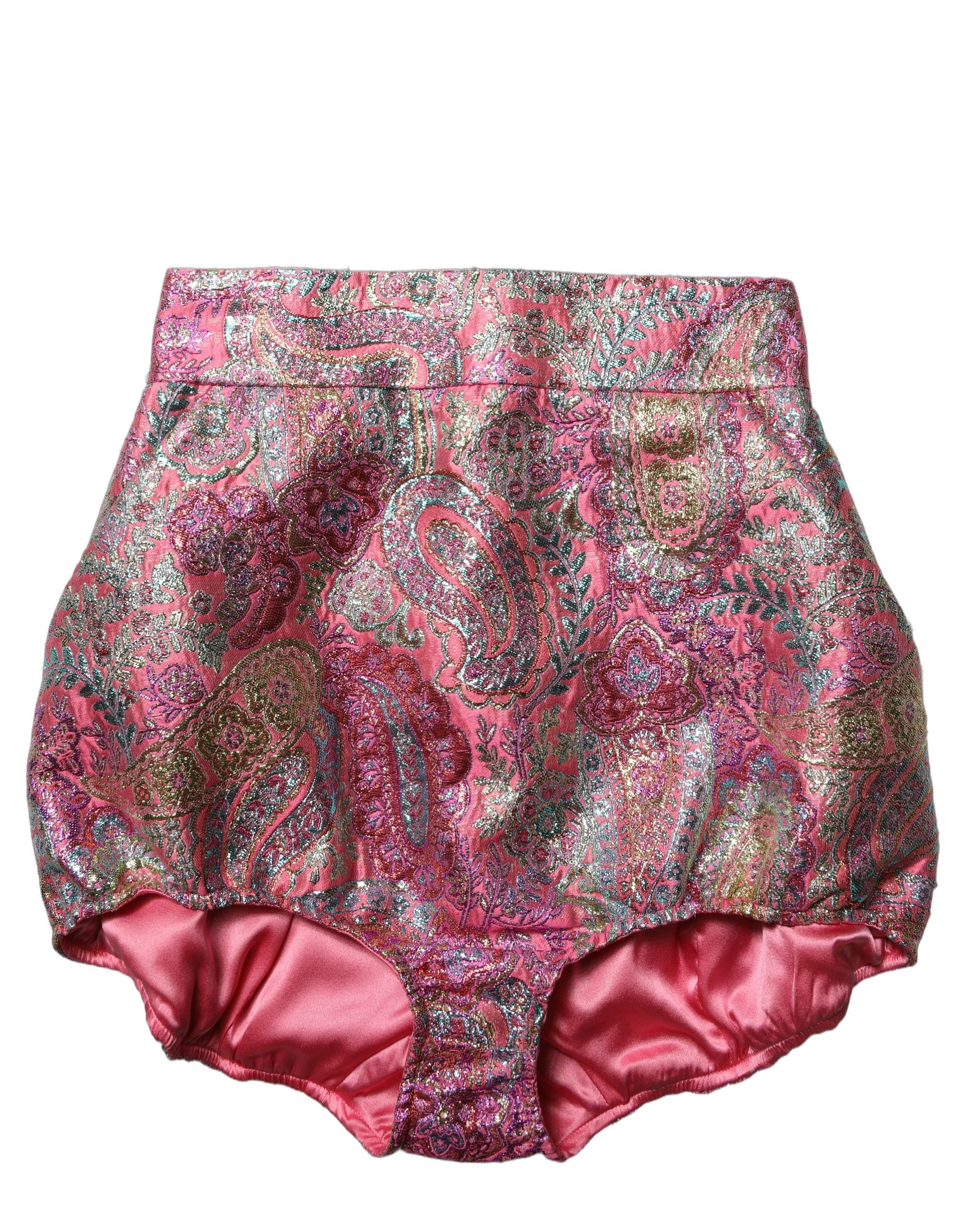 Dolce & Gabbana Pinke Jacquard-Hotpants mit Blumenmuster und hoher Taille-5