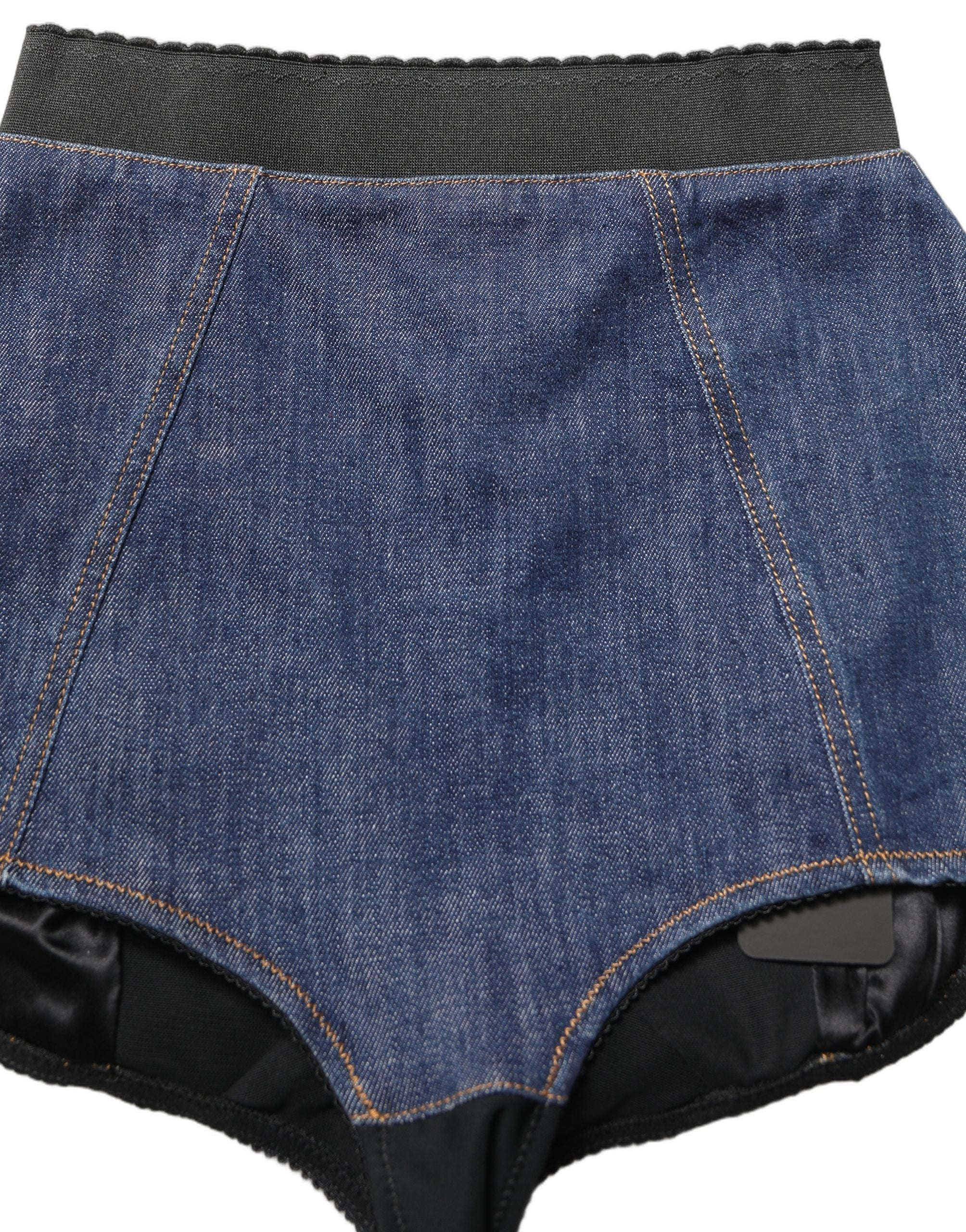 Dolce & Gabbana Blaue High-Waist-Denim-Hotpants aus Baumwolle-5