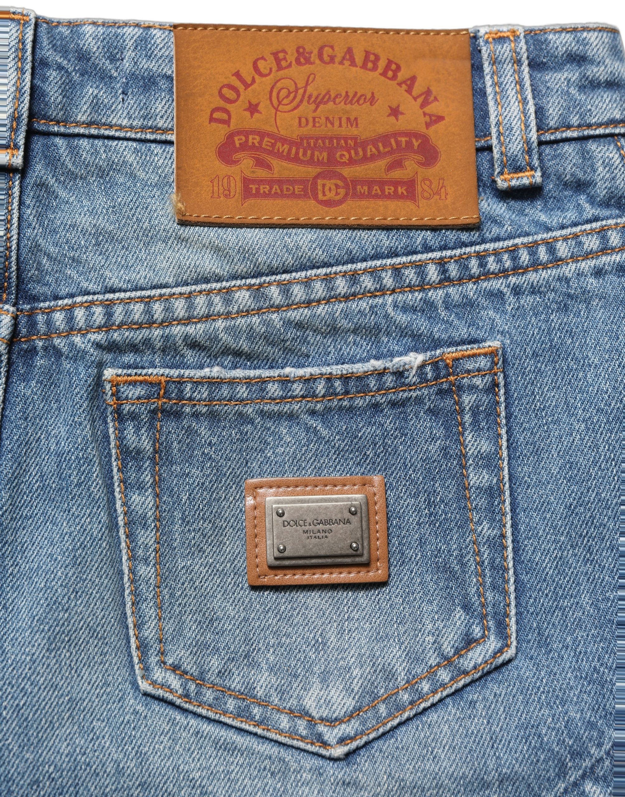 Dolce & Gabbana Blaue High-Waist-Denim-Hotpants aus Baumwolle-1
