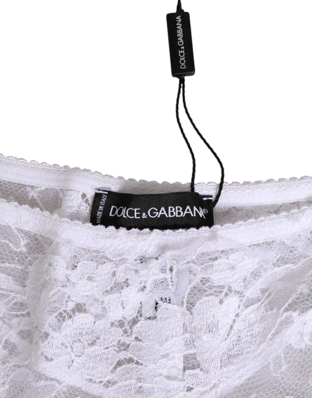 Dolce & Gabbana Weiße Panty mit floraler Spitze, tiefem Bund-4