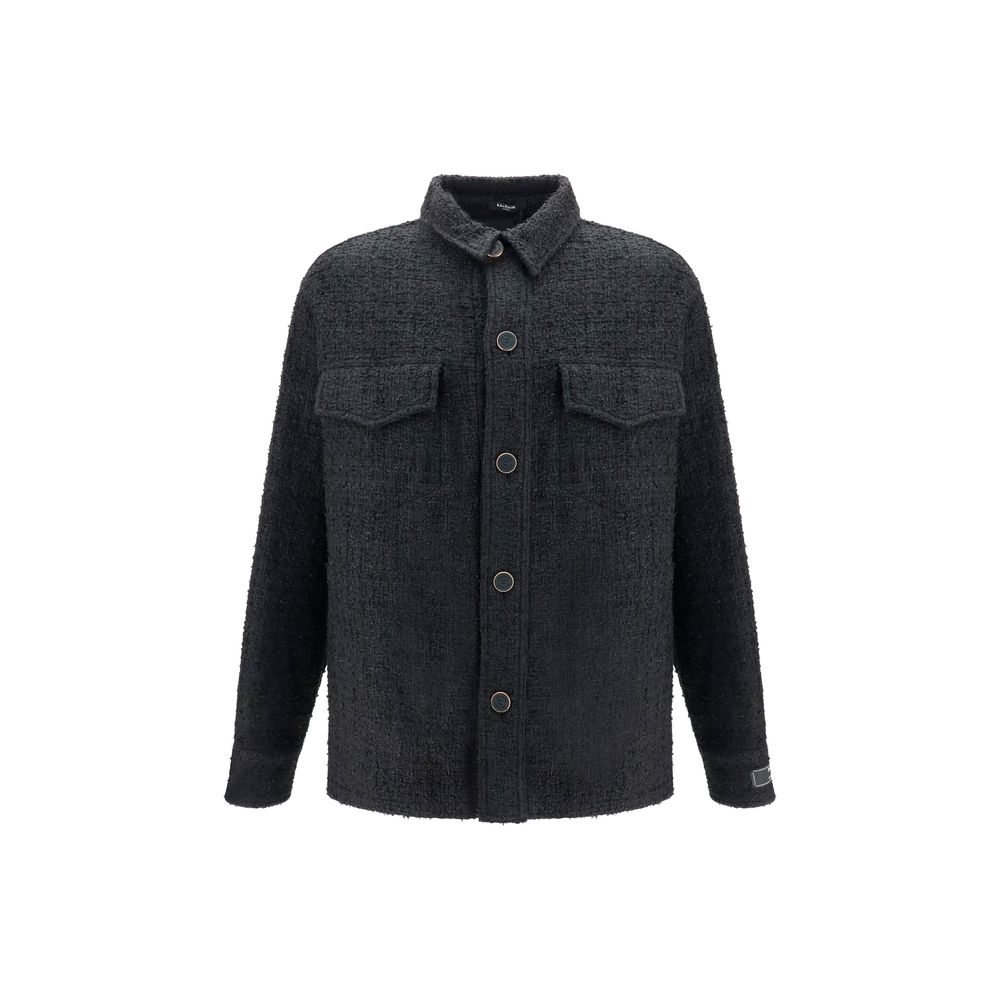 Balmain Schwarze Baumwoll-Shell-Jacke-1