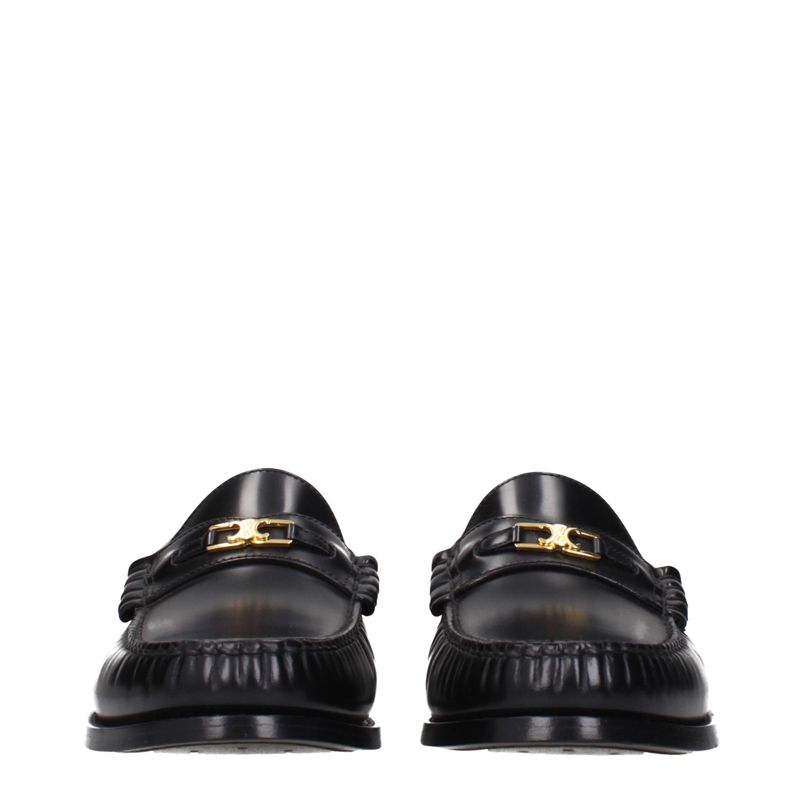 Celine Schwarze Leder Loafer zum Hineinschlüpfen-3