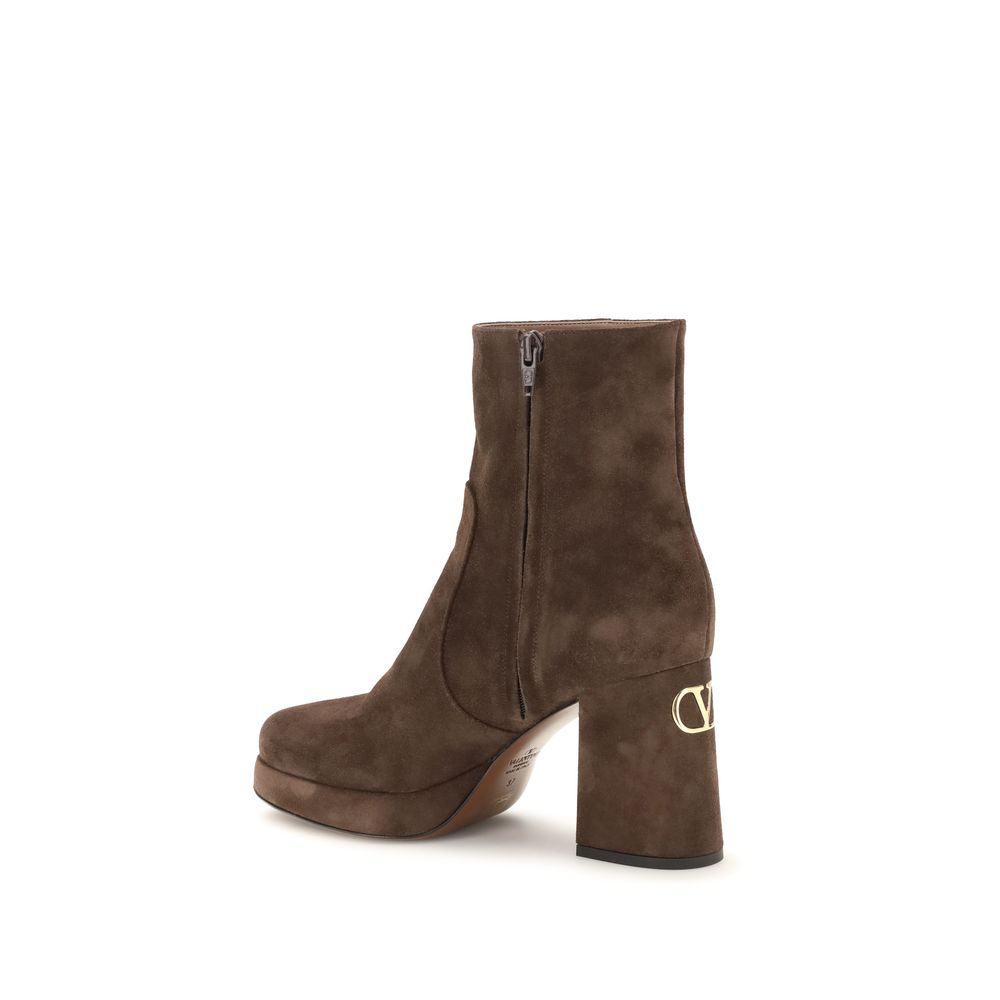 Valentino Garavani Braune Ankle Boots aus Kalbsleder Bos Taurus-3