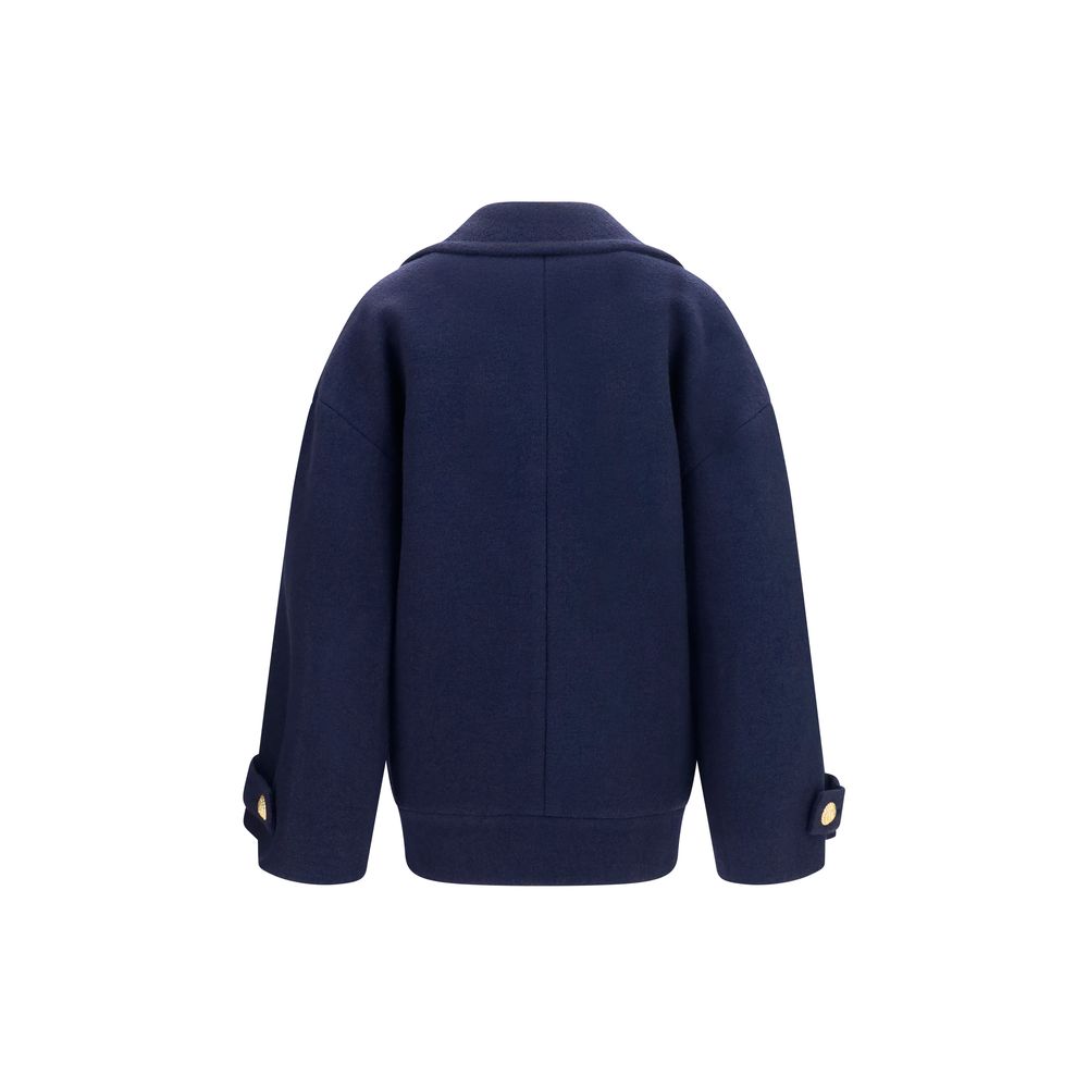Balmain Blauer Wollmantel Oves Aries-2
