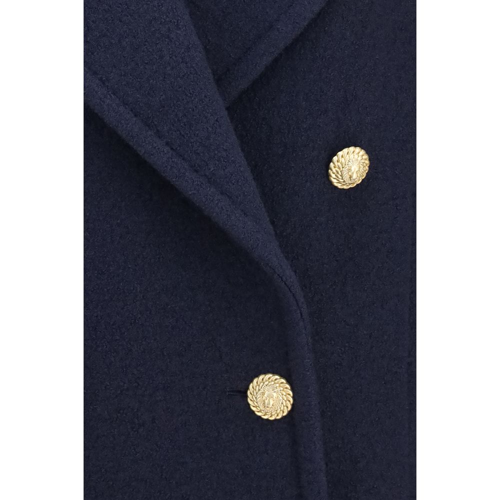 Balmain Blauer Wollmantel Oves Aries-3