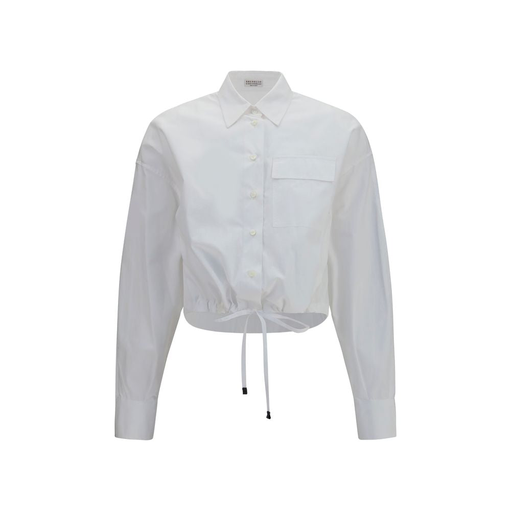 Brunello Cucinelli Weißes Baumwollkleidhemd-1