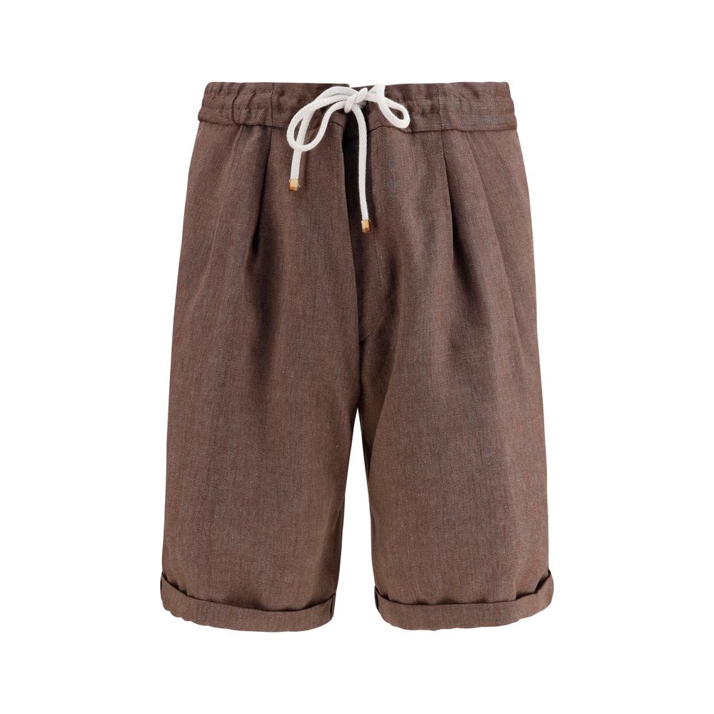 Brunello Cucinelli Brown Linen Bermuda Shorts-1