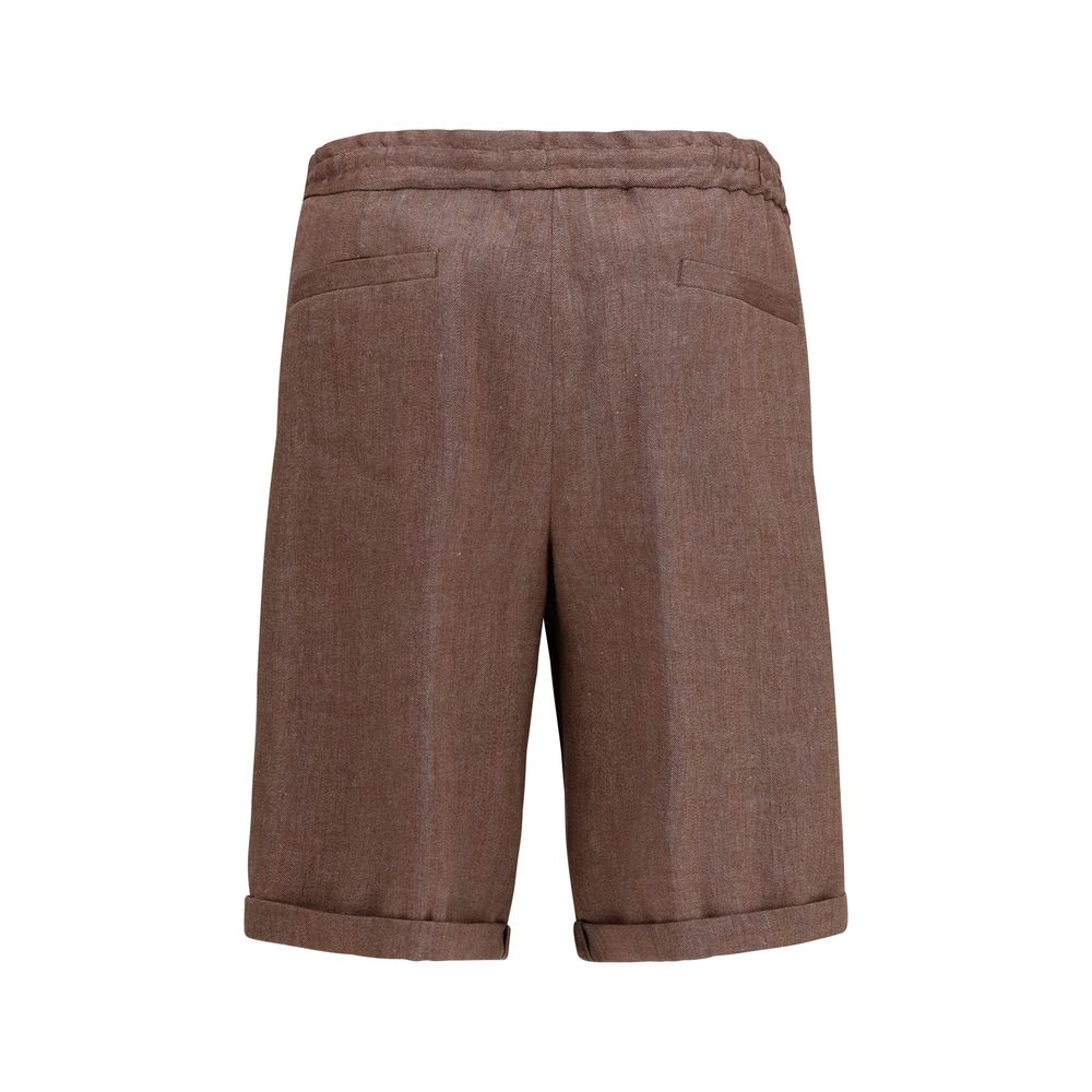 Brunello Cucinelli Brown Linen Bermuda Shorts-2