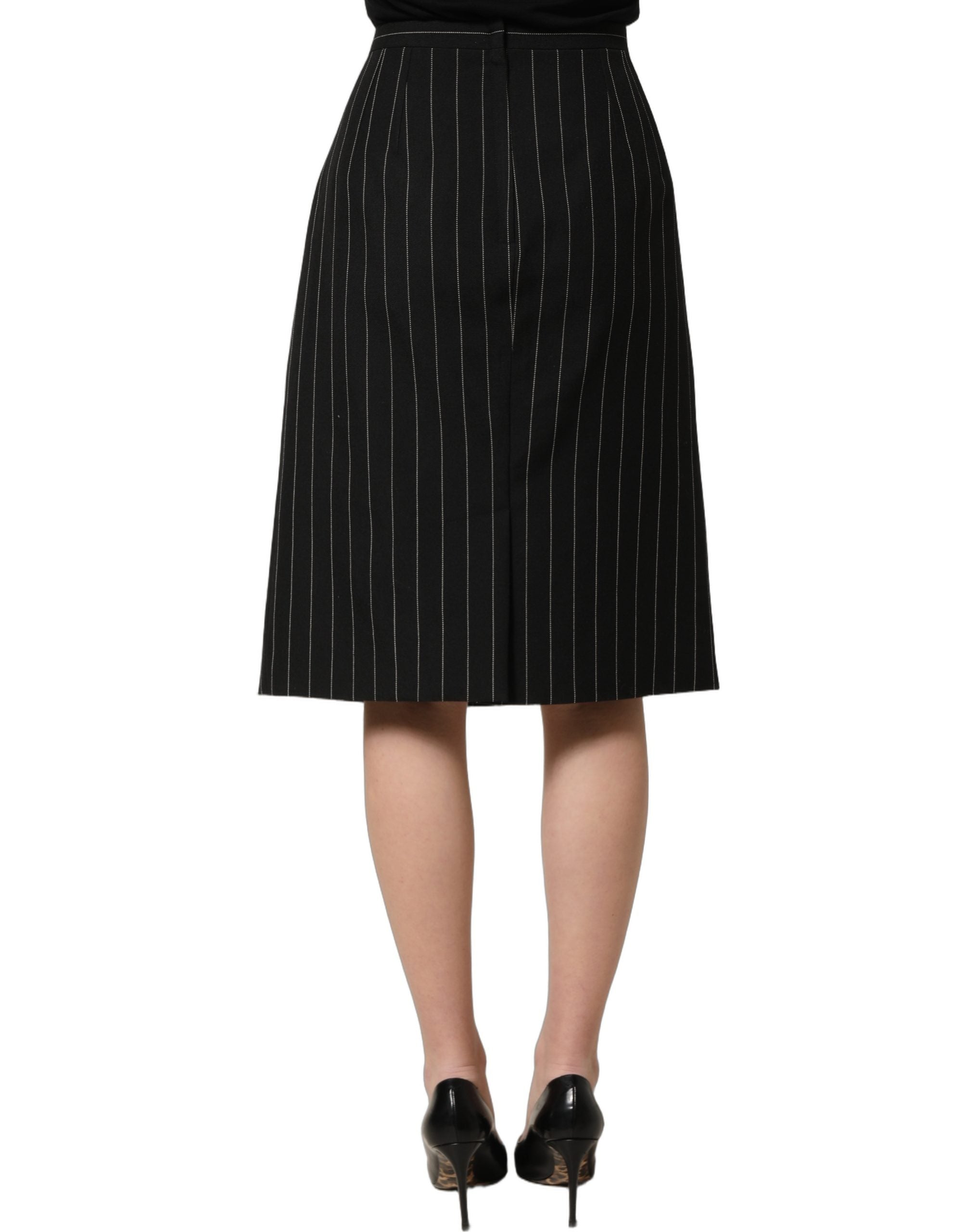 Dolce & Gabbana Bleistiftrock mit Nadelstreifen und hohem Bund in Schwarz-1