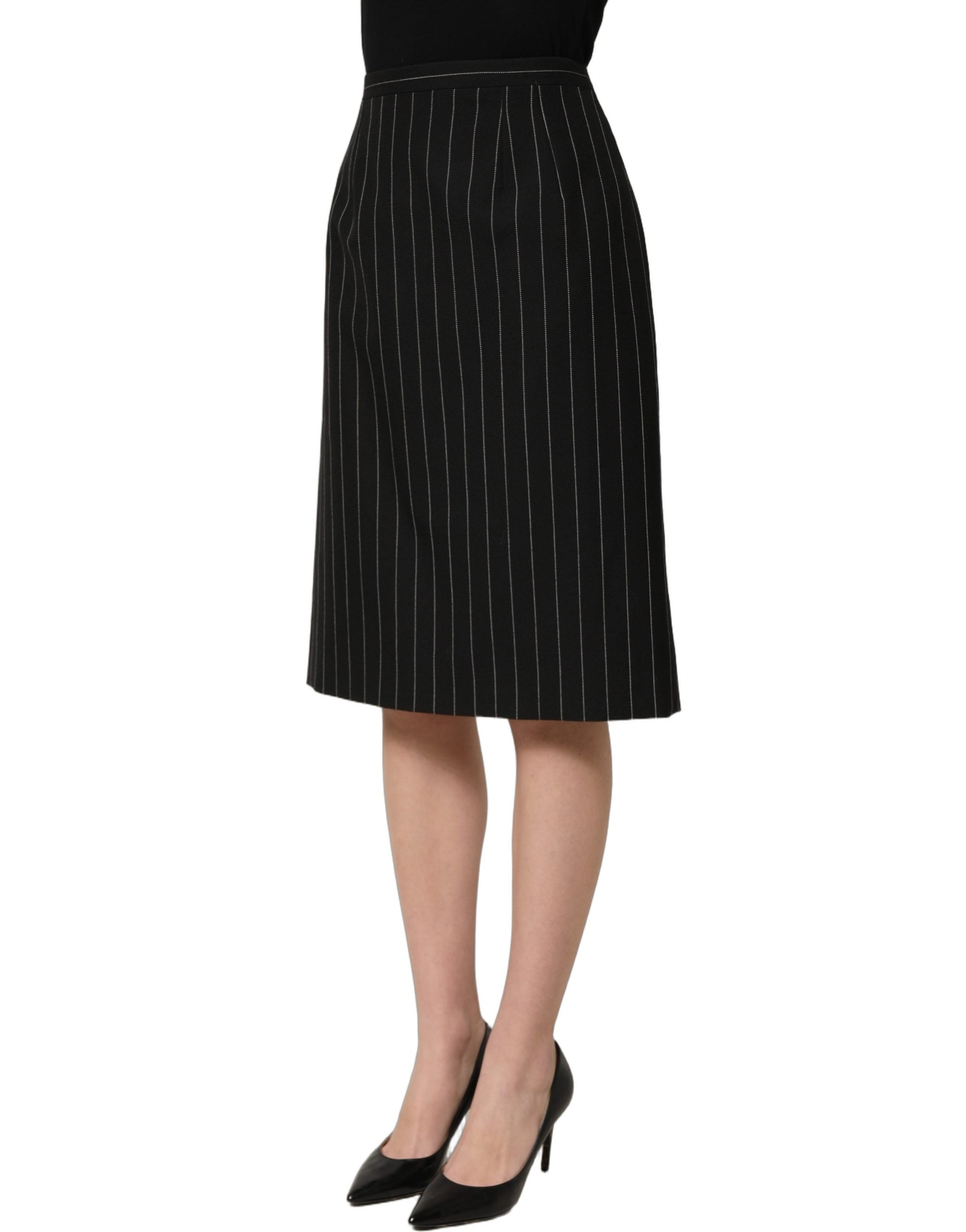 Dolce & Gabbana Bleistiftrock mit Nadelstreifen und hohem Bund in Schwarz-5
