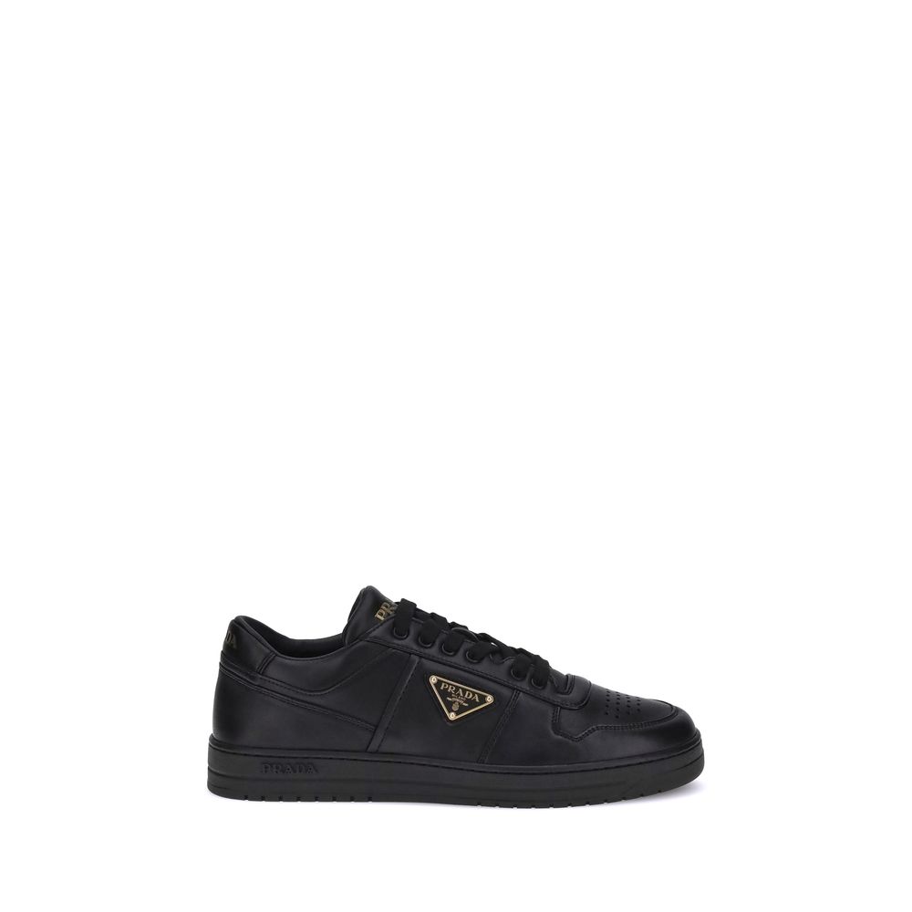 Prada Schwarze Bos Taurus Kalbsleder Low-Top-Sneaker-1