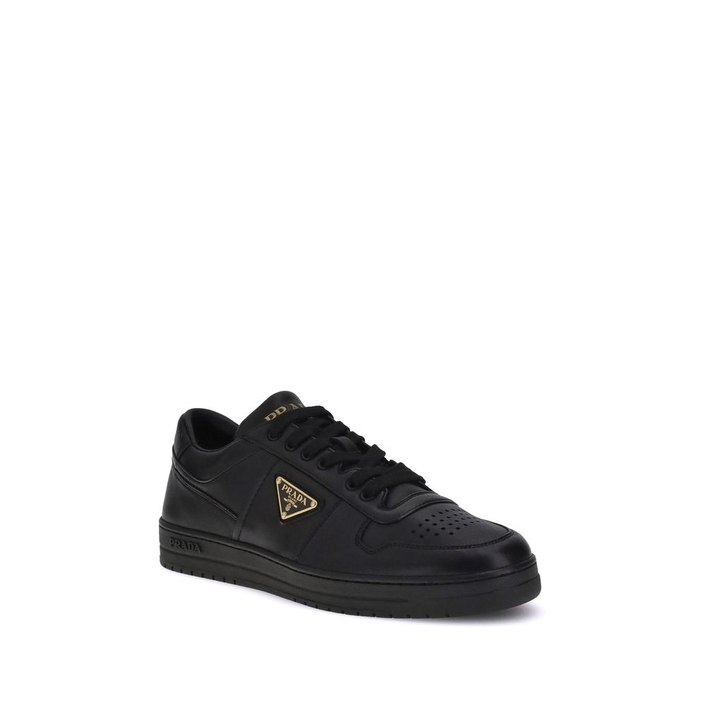 Prada Schwarze Bos Taurus Kalbsleder Low-Top-Sneaker-2