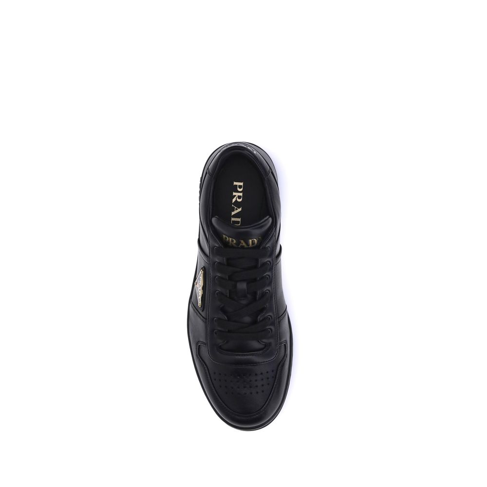 Prada Schwarze Bos Taurus Kalbsleder Low-Top-Sneaker-4
