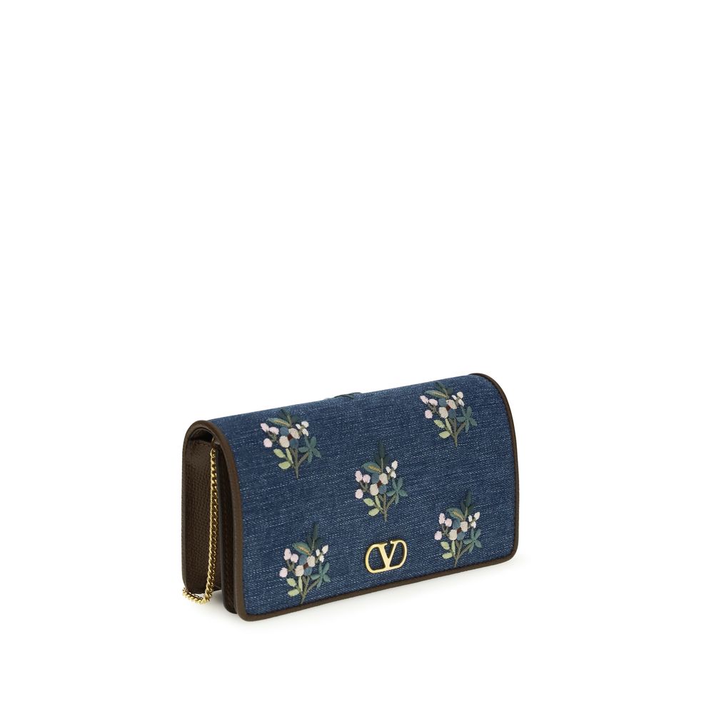 Valentino Garavani Blaue Baumwoll-Umhängetasche-2
