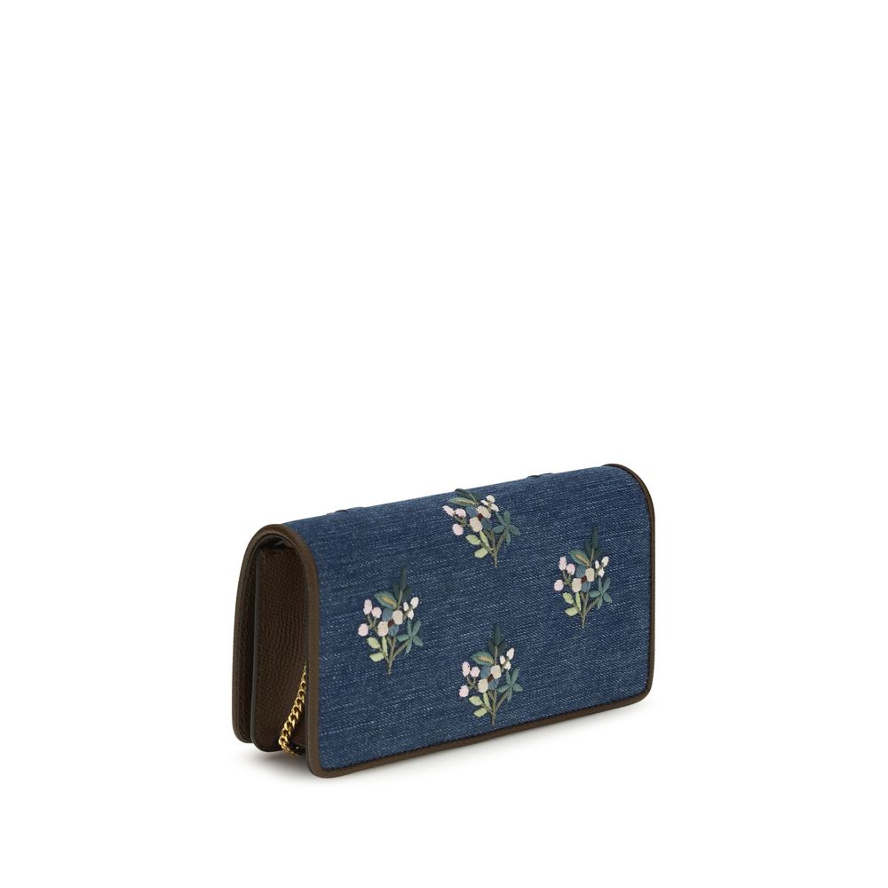 Valentino Garavani Blaue Baumwoll-Umhängetasche-3