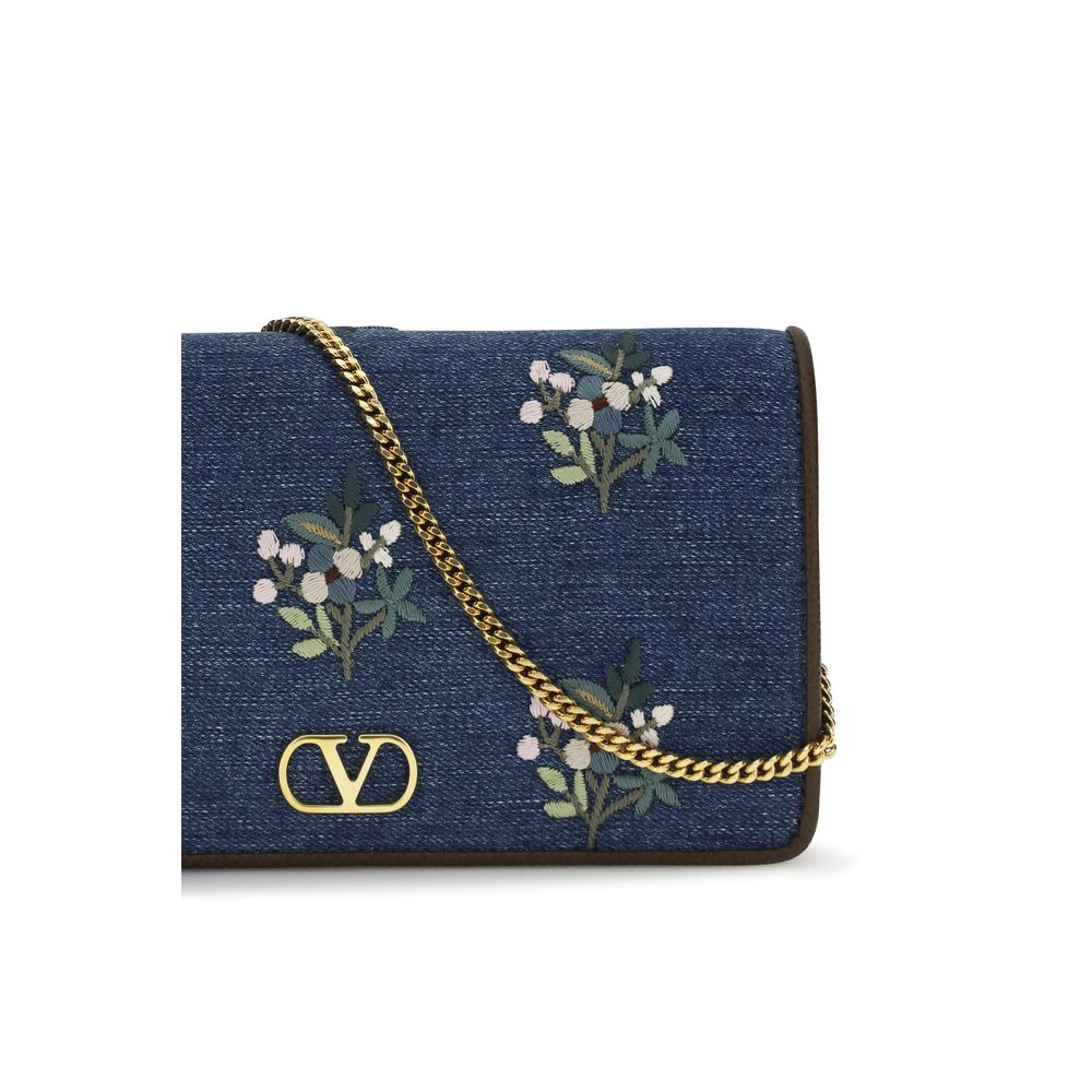 Valentino Garavani Blaue Baumwoll-Umhängetasche-4