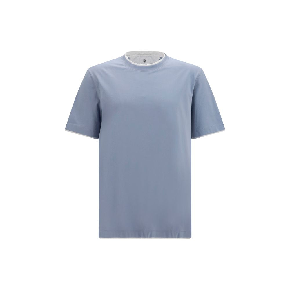 Brunello Cucinelli Blue Cotton T-Shirt-1