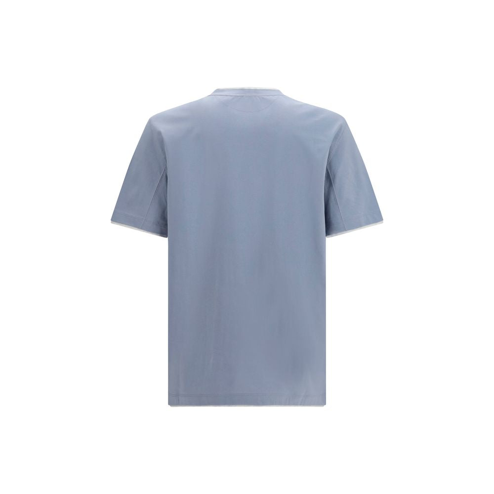 Brunello Cucinelli Blue Cotton T-Shirt-2