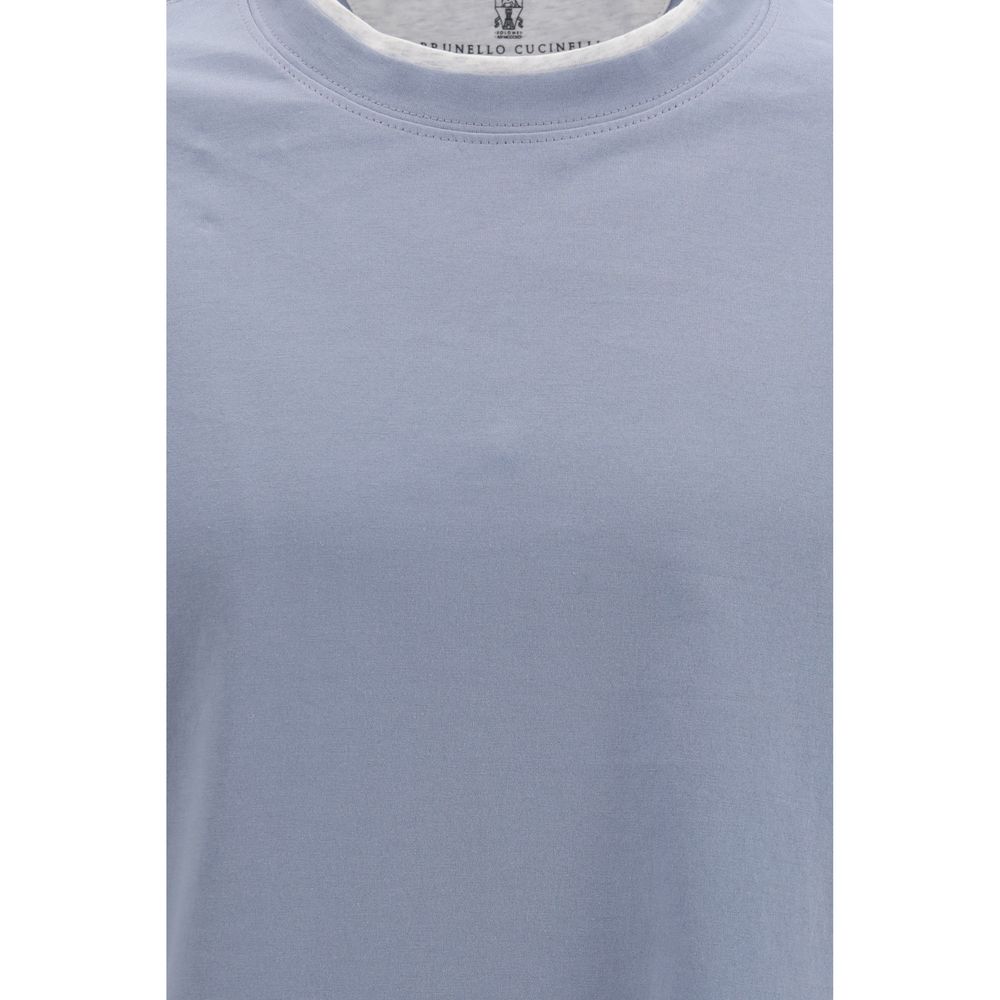 Brunello Cucinelli Blue Cotton T-Shirt-3
