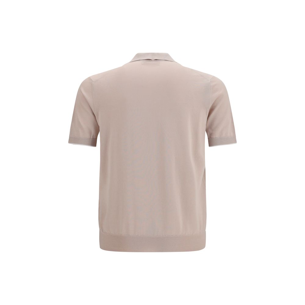 Brunello Cucinelli Beige Cotton Polo Shirt-2