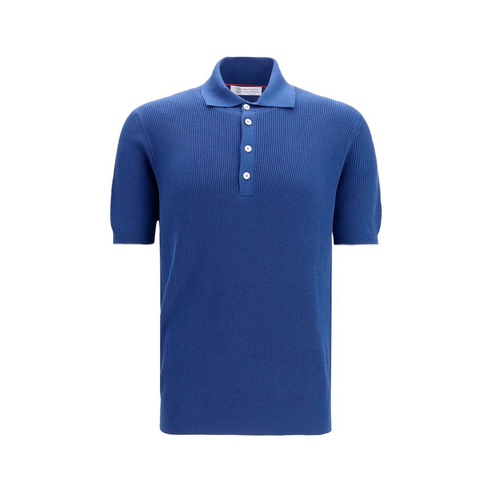 Brunello Cucinelli Blue Cotton Polo Shirt-1