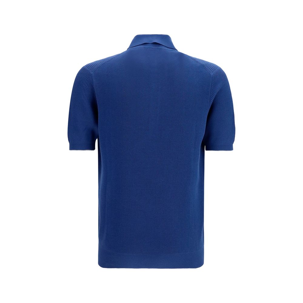 Brunello Cucinelli Blue Cotton Polo Shirt-2