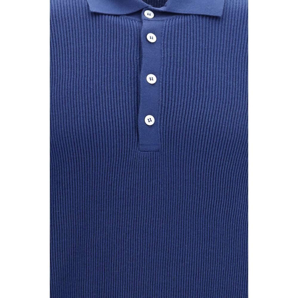 Brunello Cucinelli Blue Cotton Polo Shirt-3