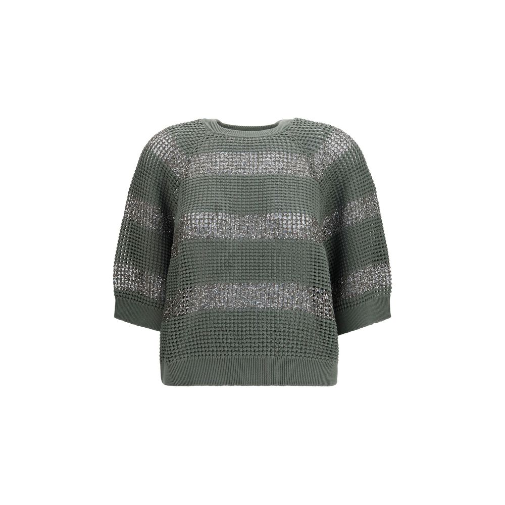 Brunello Cucinelli Zweifarbiger Baumwollpullover-1