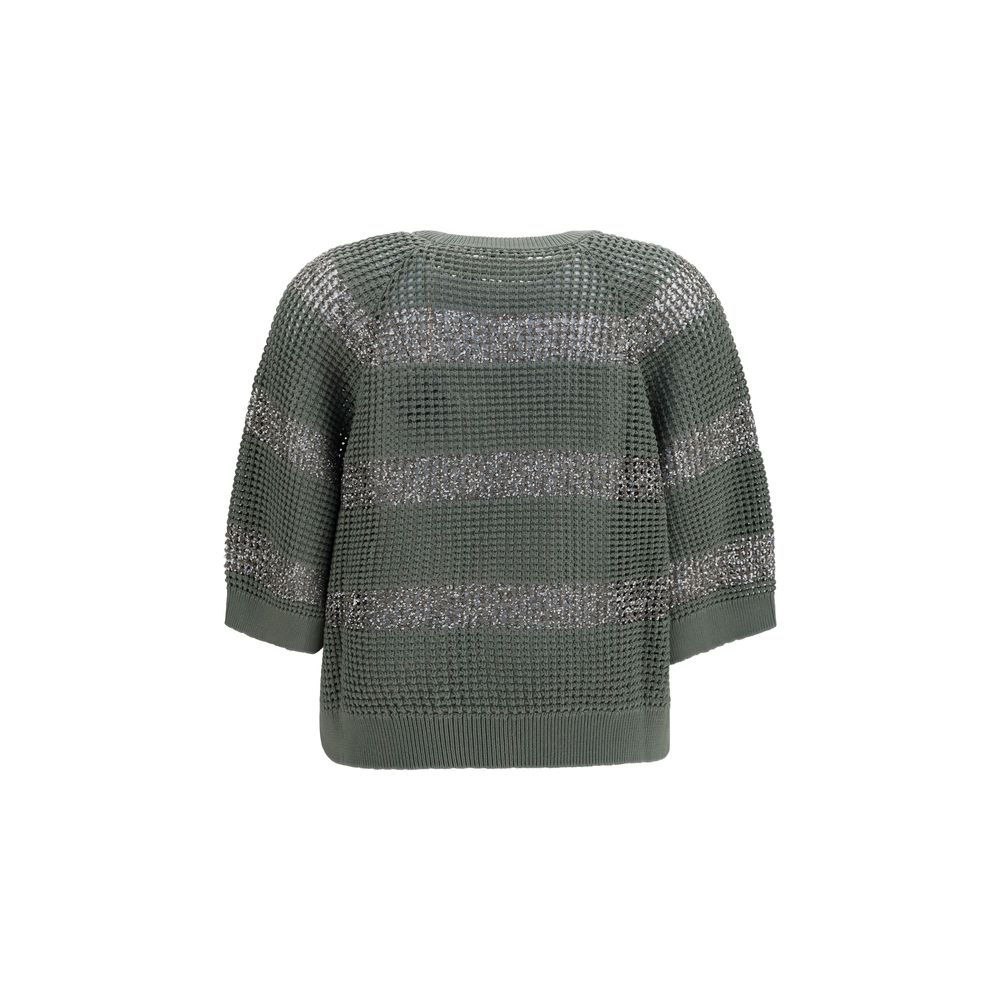 Brunello Cucinelli Zweifarbiger Baumwollpullover-2