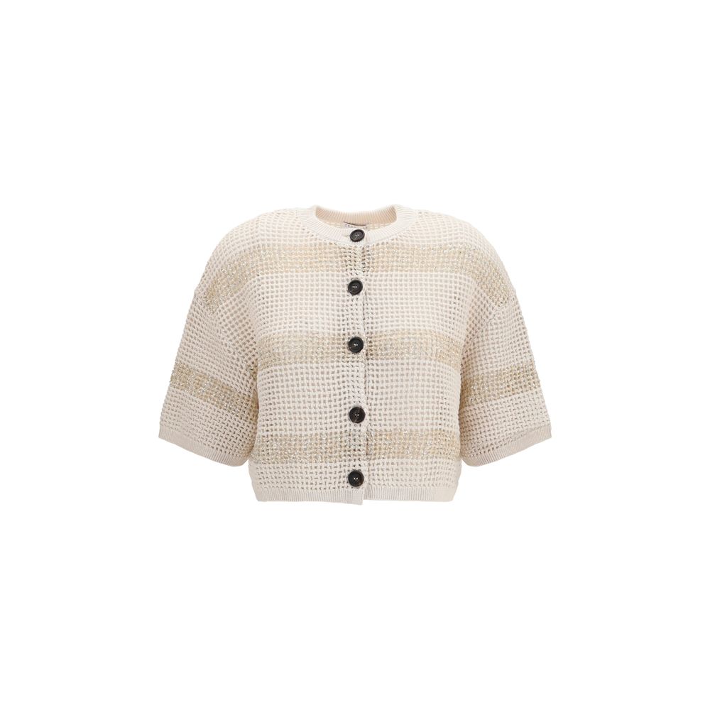 Brunello Cucinelli Beige Cotton Cardigan-1